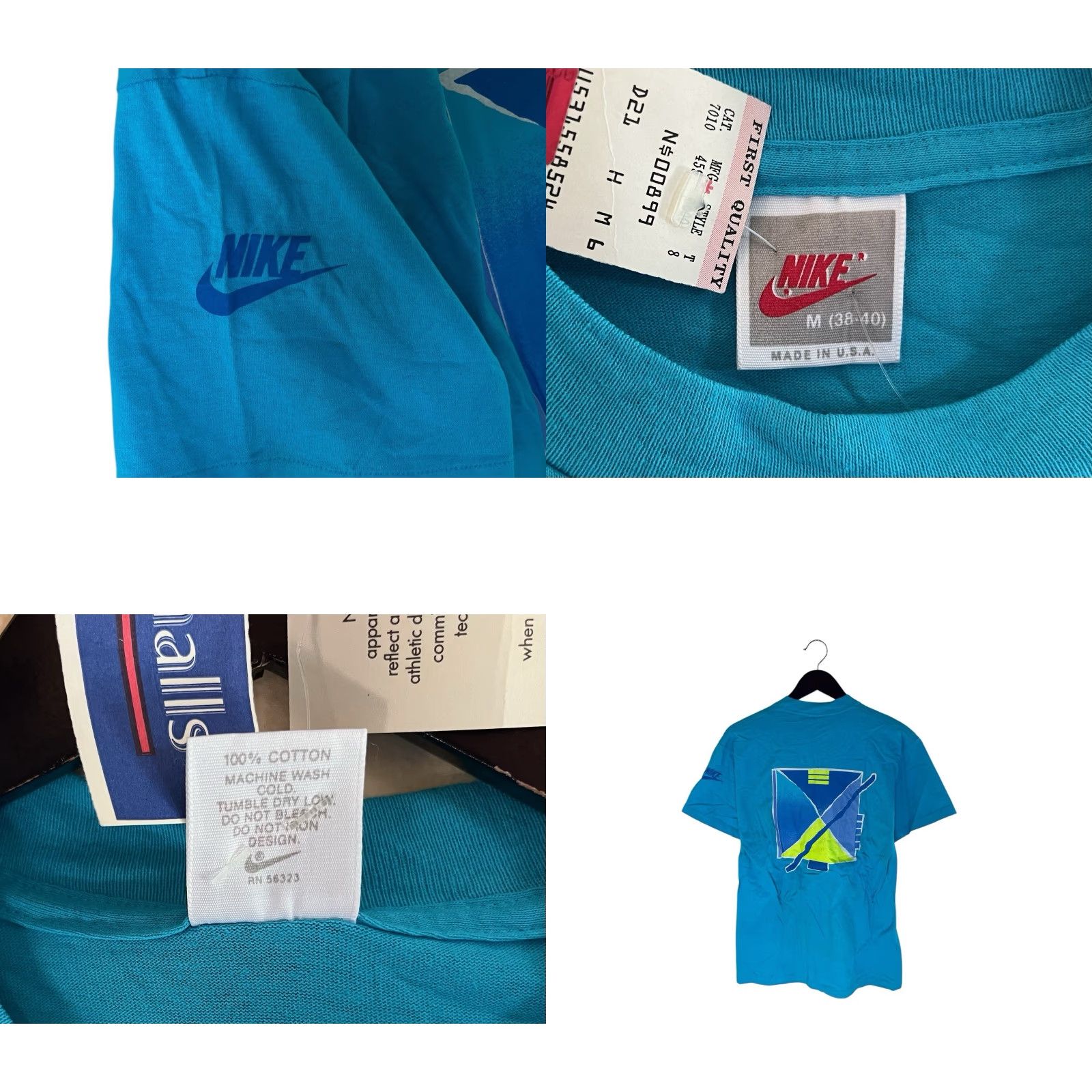 Nike VINTAGE Nike T-Shirt Womens M Deadstock NWT 90s USA Made Blue Graphic 80s single stitch aka Electric blue 100% cotton Womens Size M / US 6-8 / IT 42-44 - 8 Thumbnail