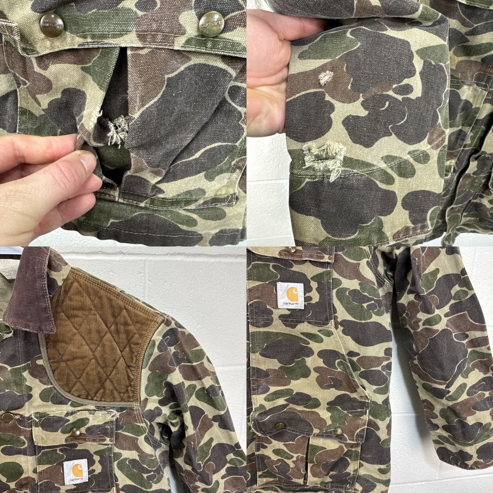 Carhartt VINTAGE Carhartt Camouflage Hunting Coat Jacket CU253 Large Men Jacket Camouflage 80s Hunting USA Size US L / EU 52-54 / 3 - 8 Thumbnail