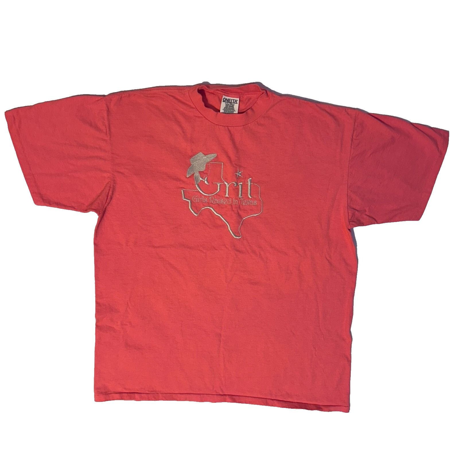 Other Vintage 90s Oneita Girls Raised In Texas Pink Peach Single S Size XL / US 12-14 / IT 48-50 - 1 Thumbnail
