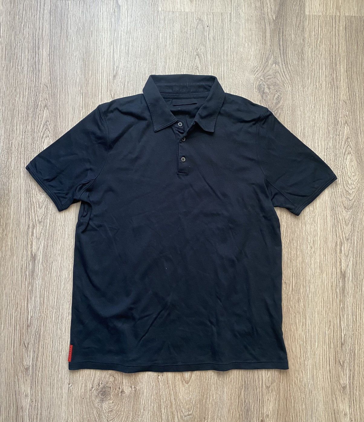 image of Prada Polo Red Tab Archive Vintage Black Label Tee, Men's (Size XL)