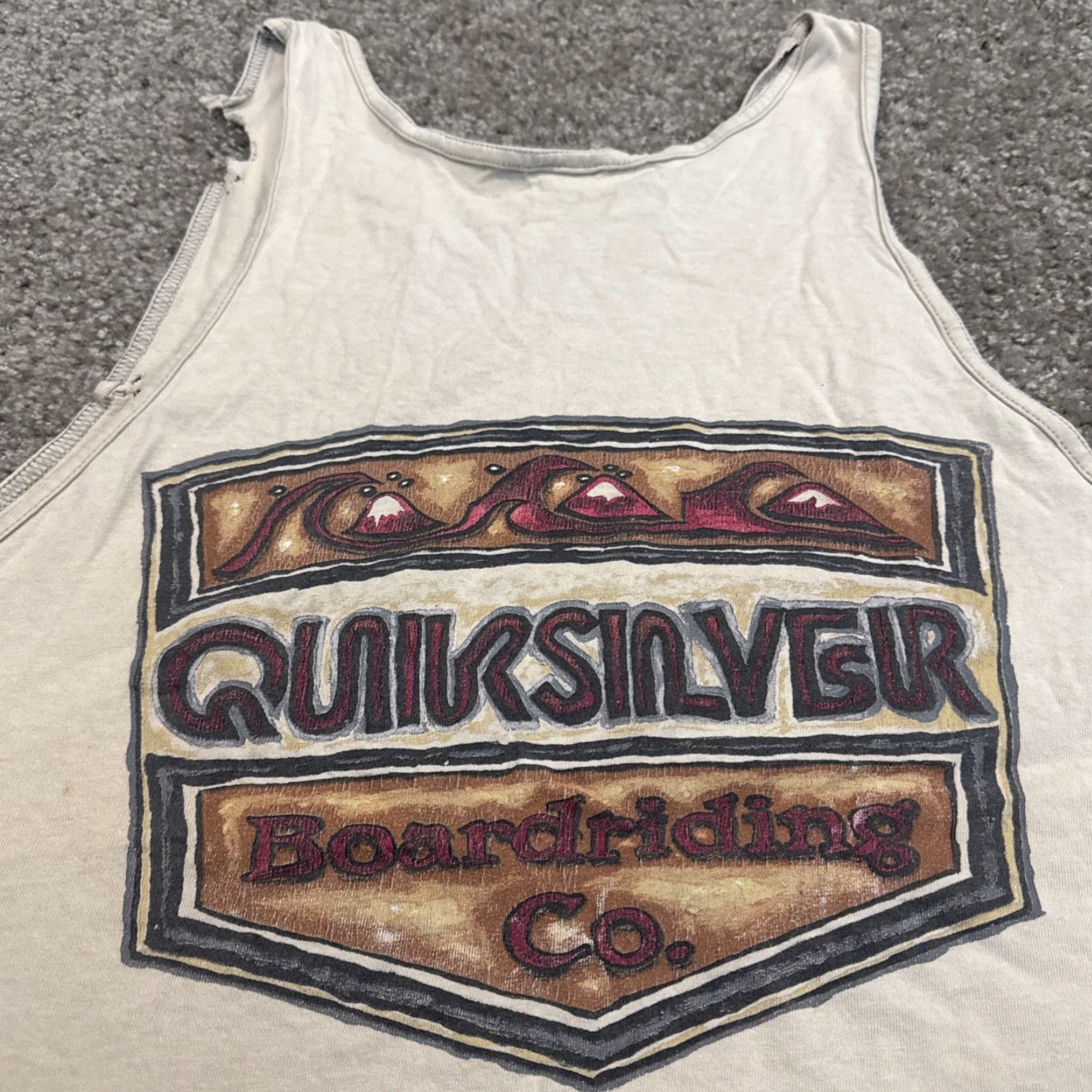 Quiksilver VINTAGE Quiksilver Boarding Co Surf Skate Tank Top Shirt 90s L Beige Mens Short Sleeve T-Shirt Size US L / EU 52-54 / 3 - 2 Thumbnail