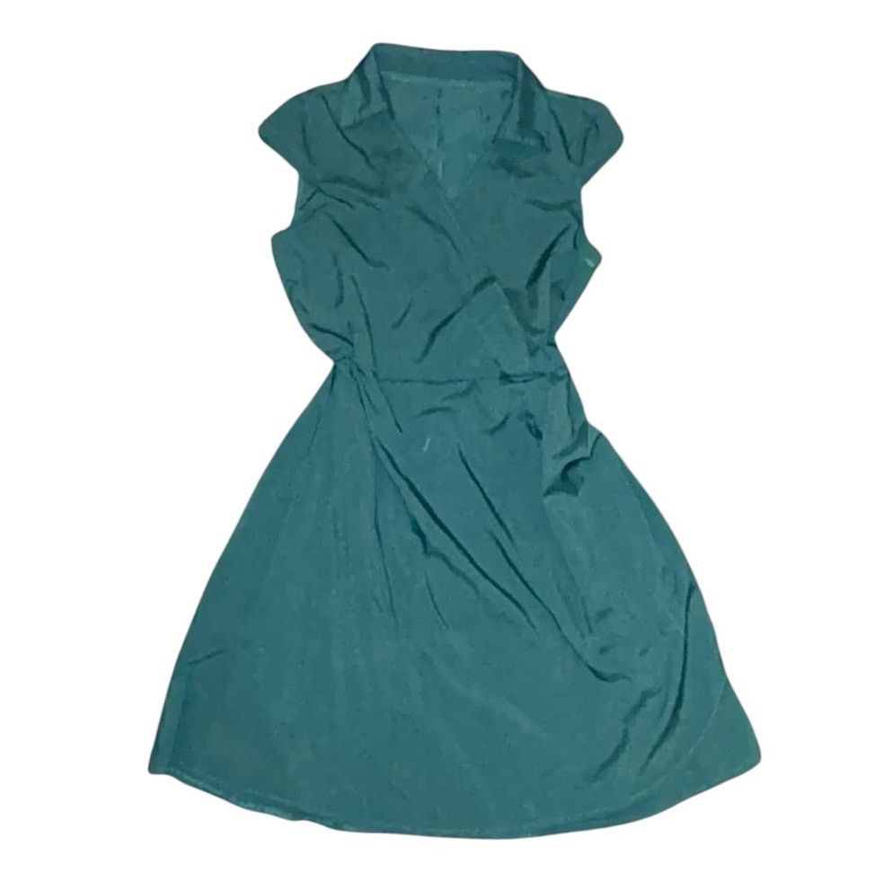Other Teal Sleeveless Dress Collar Stretch Sinch Wrap Waist Med Size M / US 6-8 / IT 42-44 - 1 Thumbnail