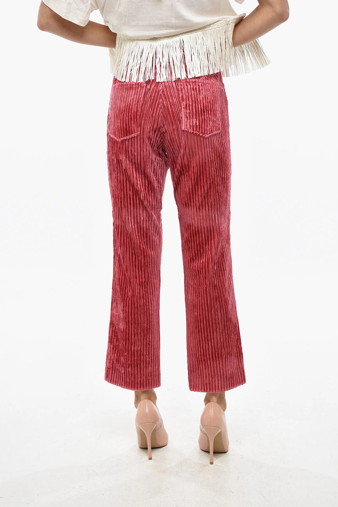 Isabel Marant og1mm0326 5-Pocket Ribbed Velour Pant in Pink Size 28" / US 6 / IT 42 - 3 Thumbnail