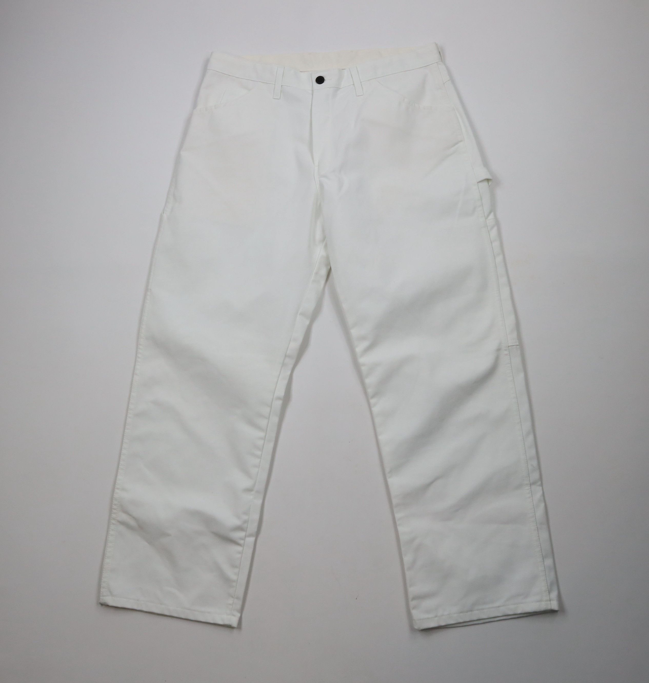 Dickies × Vintage Vintage Dickies Spell Wide Leg Dungaree Painter Pants White Size US 34 / EU 50 - 1 Thumbnail