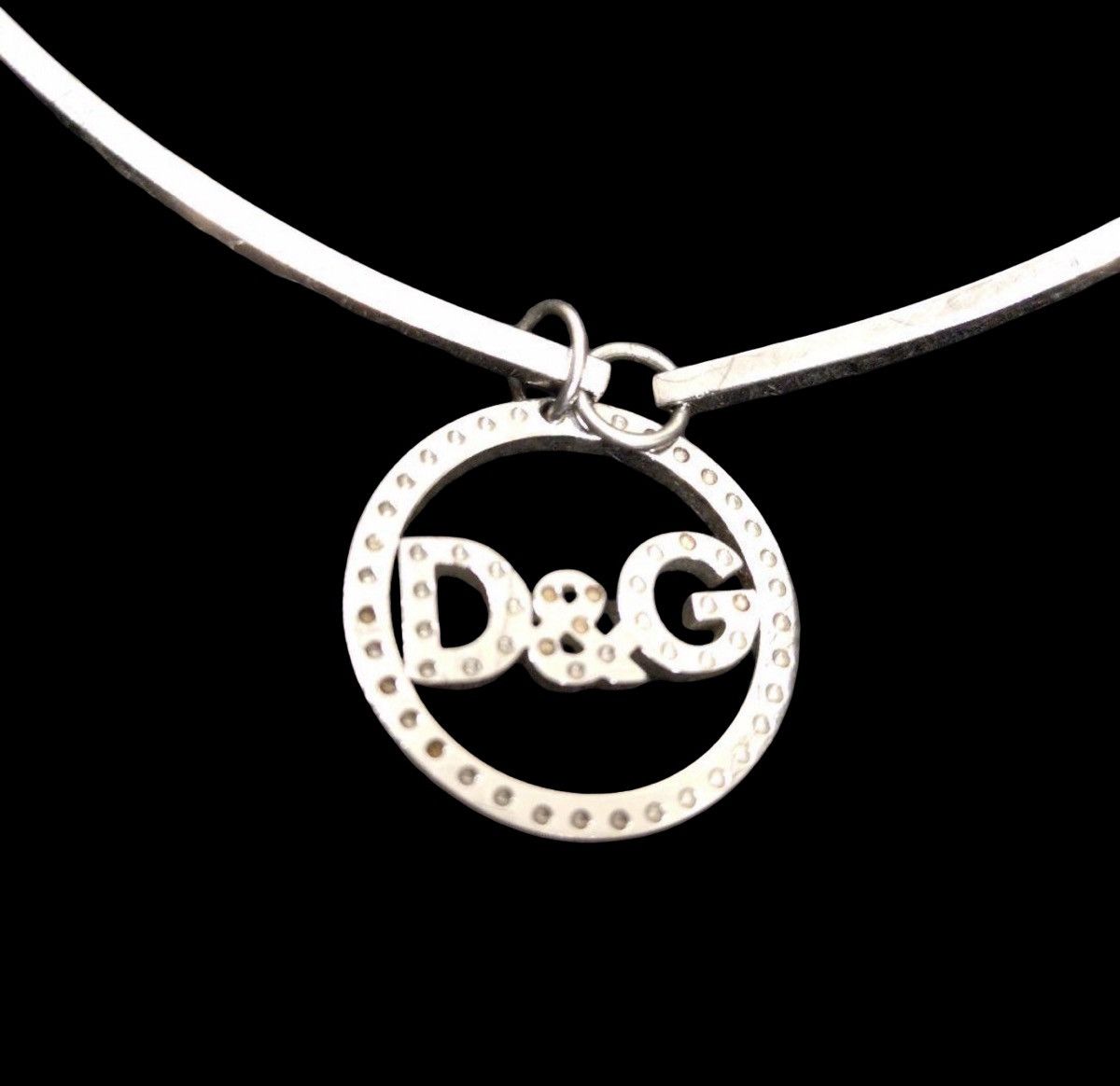 Dolce & Gabbana D&G Archive Crystal Logo Circle Pendant Choker Size ONE SIZE - 2 Thumbnail