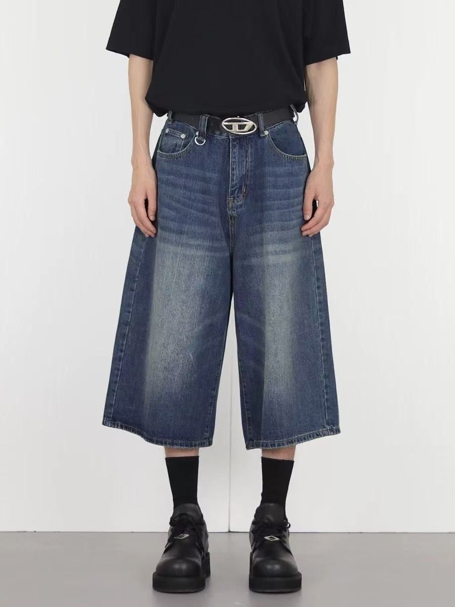 Japanese Brand × Jean Vintage washed distressed loose straight denim shorts Size US 32 / EU 48 - 3 Thumbnail