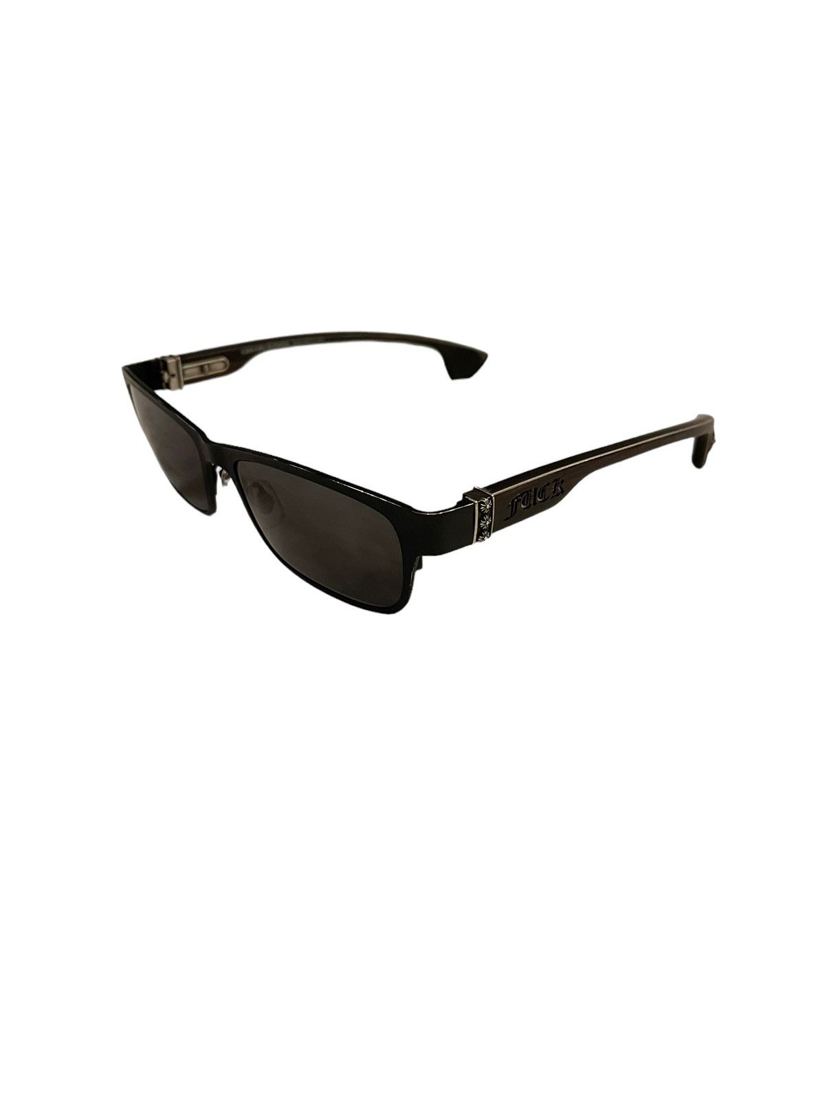image of Chrome Hearts Ebony Wood Fuck Engraved Dixon-Yuf Sunglasses in Black, Men's