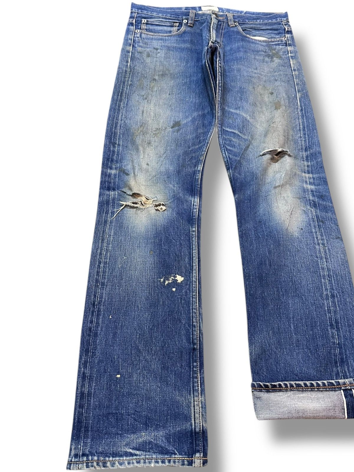 Indigo Vintage Indigo Selvedge Mudwash Grunge Distressed Denim Size US 32 / EU 48 - 3 Thumbnail