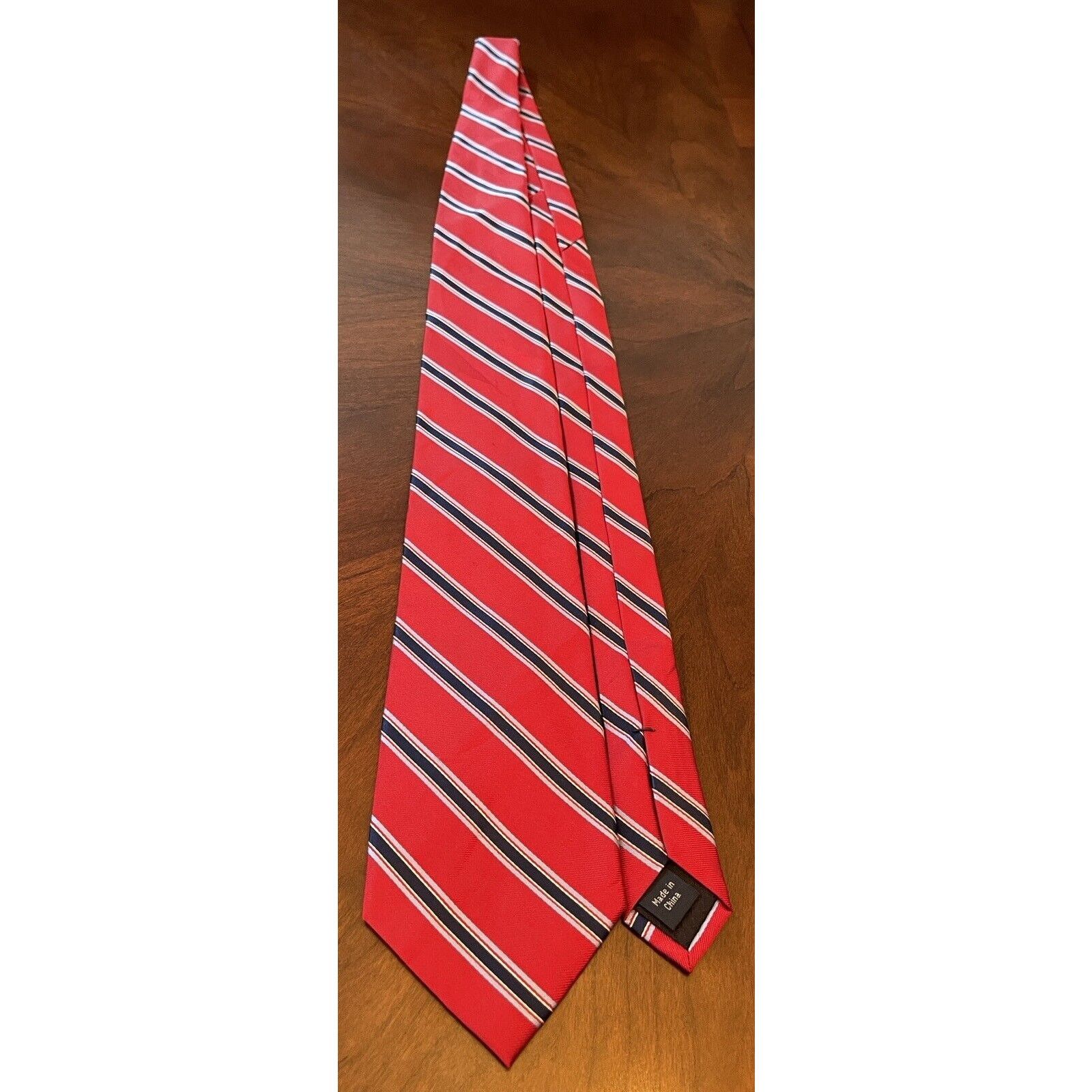 Bass Bass Red Blue 100% Silk Men’s Neck Tie Made In China Size ONE SIZE - 3 Thumbnail