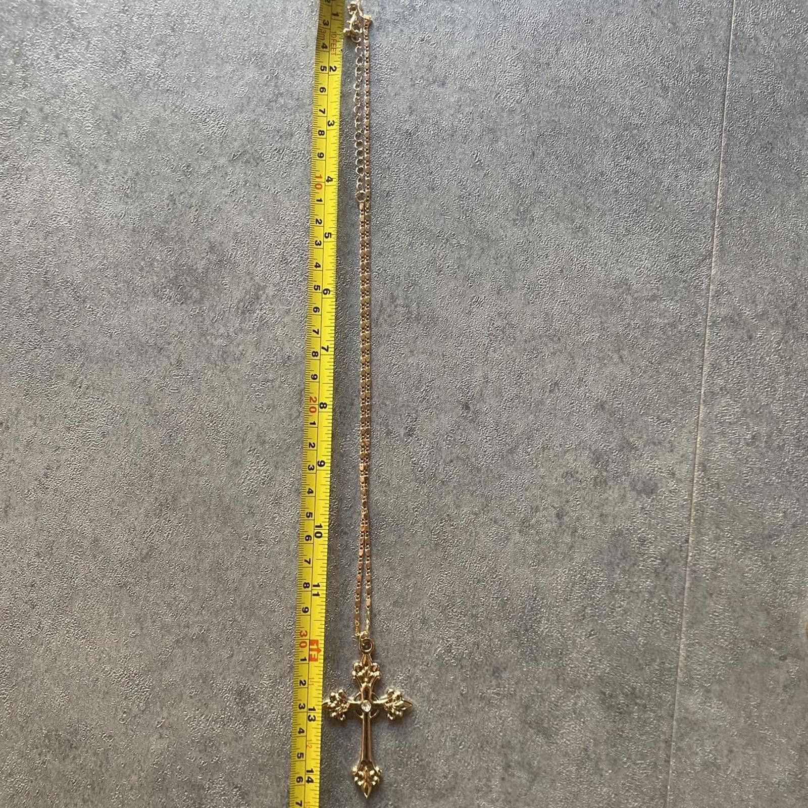 Other Y2k bogo urban gold cross crystal pearl chain necklace Size ONE SIZE - 3 Thumbnail