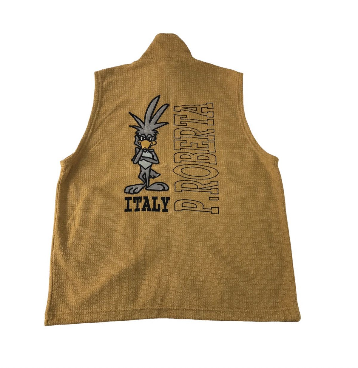 image of Vintage Paolo Roberta Italy Vest Big Embroidery Logo Insulated Wool in Yellow, Men's (Size Large)