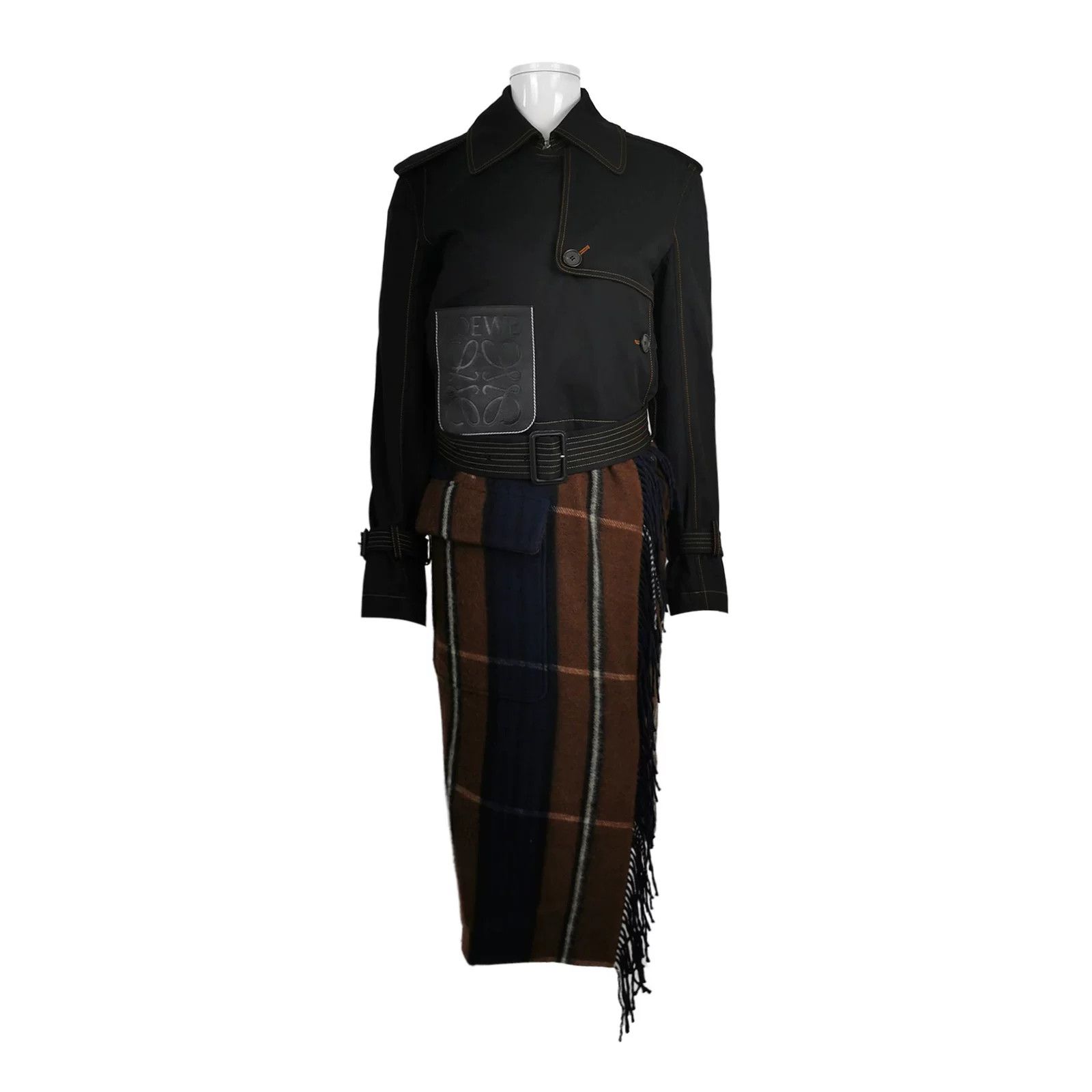 Loewe Loewe Cotton Color-Blocked Belted Lapel Coat Size US S / EU 44-46 / 1 - 1 Thumbnail