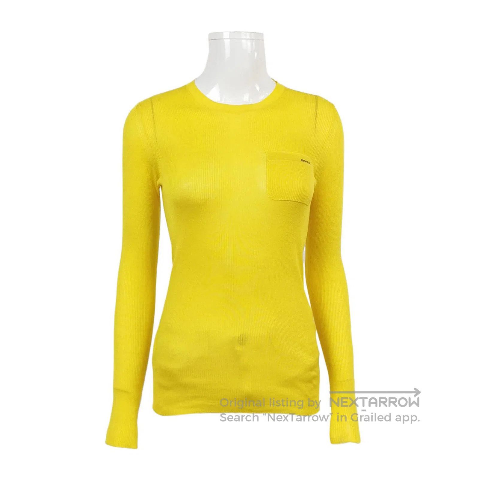 Other Prada Yellow Knit Ribbed Logo Long Sleeve Sweater . Size M / US 6-8 / IT 42-44 - 1 Thumbnail