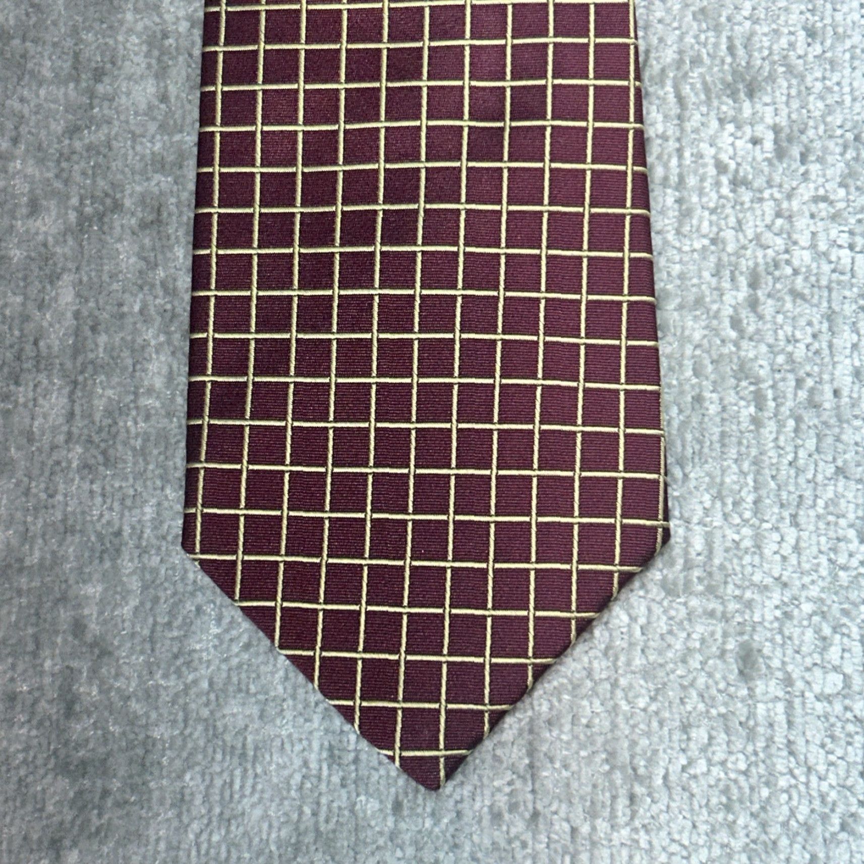 Brooks Brothers Brooks Brothers Makers Maroon Gold Check Silk Neck Tie USA 57 X 3.5 Men Tie One Size Red Silk Logo Vintage No Size ONE SIZE - 4 Thumbnail