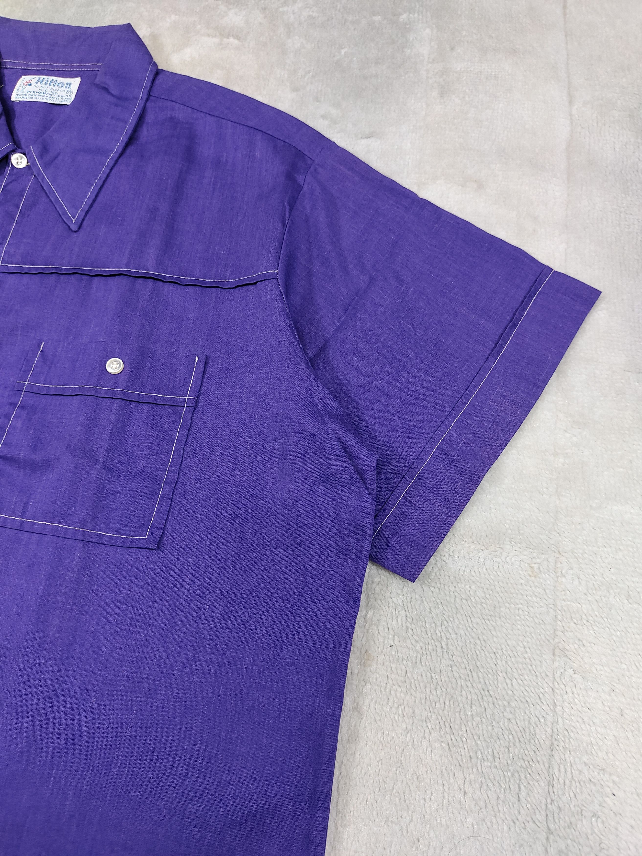 Vintage 💥 70s Hilton "Garretson Lanes" Bowling Shirt Size US L / EU 52-54 / 3 - 3 Thumbnail