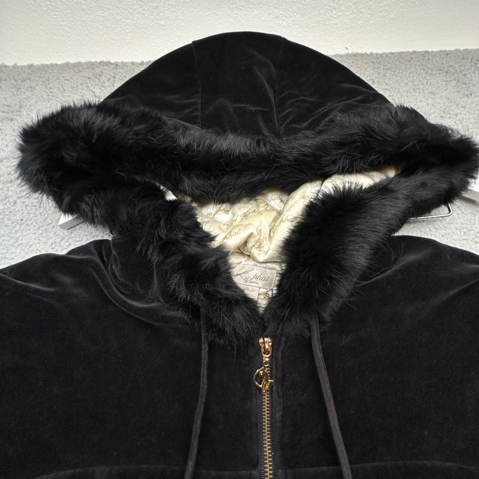 Other VTG Baby Phat Velour Jacket Women Large Fur Trim Black Quilt Size L / US 10 / IT 46 - 10 Thumbnail