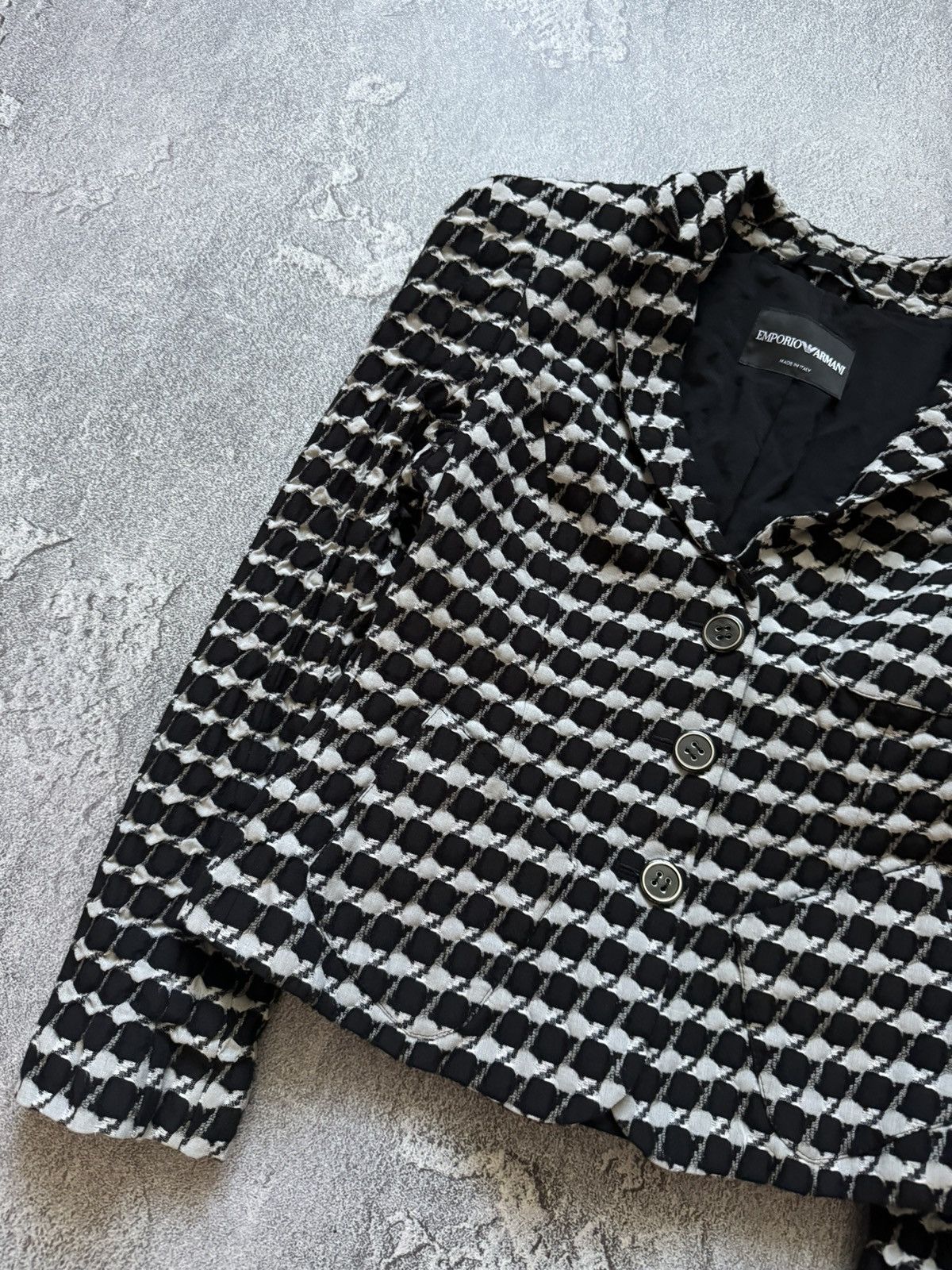 Vintage Emporio Armani 42 checkered black white blazer button jacket Size M / US 6-8 / IT 42-44 - 11 Thumbnail