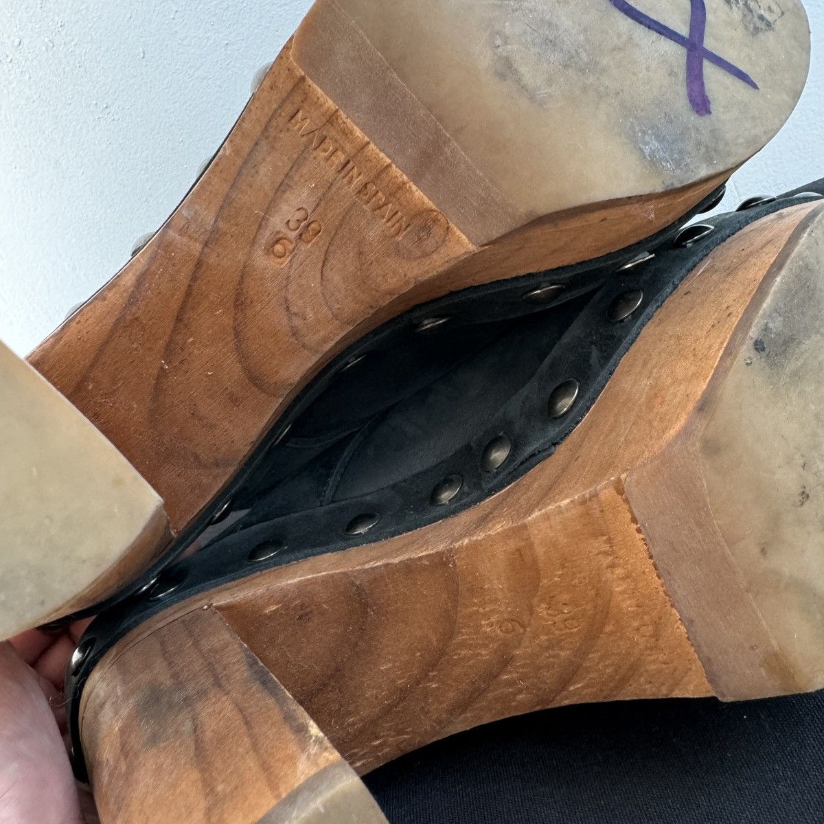 Japanese Brand × Vintage Vintage Spain Leather Clogs Platform Shoes Size US 8 / IT 38 - 5 Thumbnail