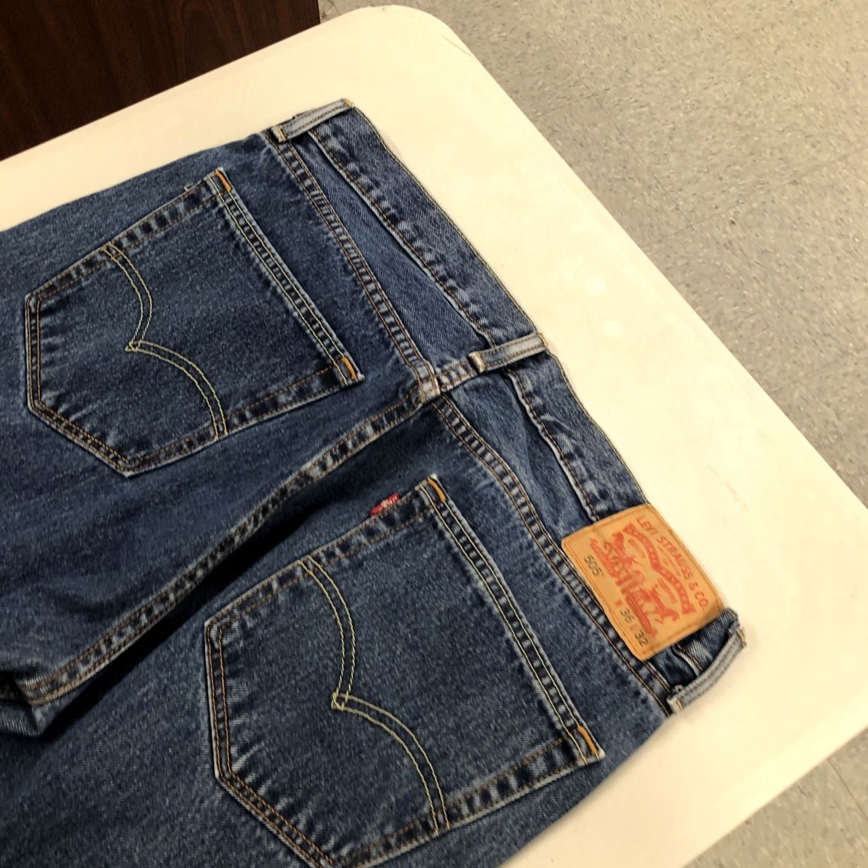 Levi's Levi's 505 Jeans Mens 36x31 Blue Dark Wash Regular Straight Leg Denim Zip 5-Pocket Size US 36 / EU 52 - 7 Thumbnail