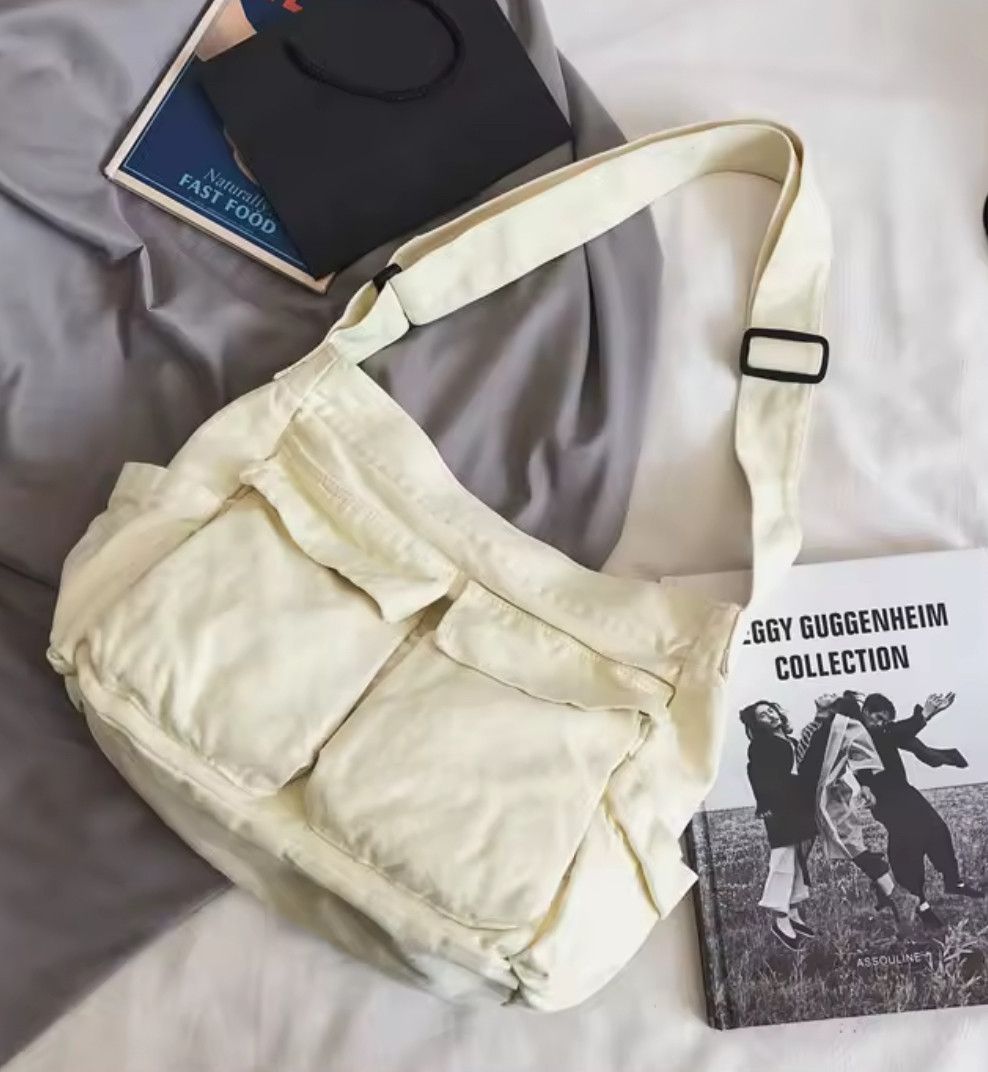 Other Workwear School Canvas Shoulder Bag Large Messenger Bag Size ONE SIZE - 4 Thumbnail