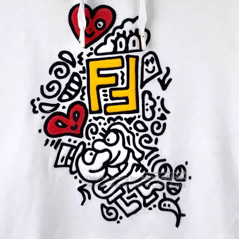 Fendi Fendi White Heart Letter Embroidered Cotton Hooded Drawstr Size XS / US 0-2 / IT 36-38 - 4 Thumbnail