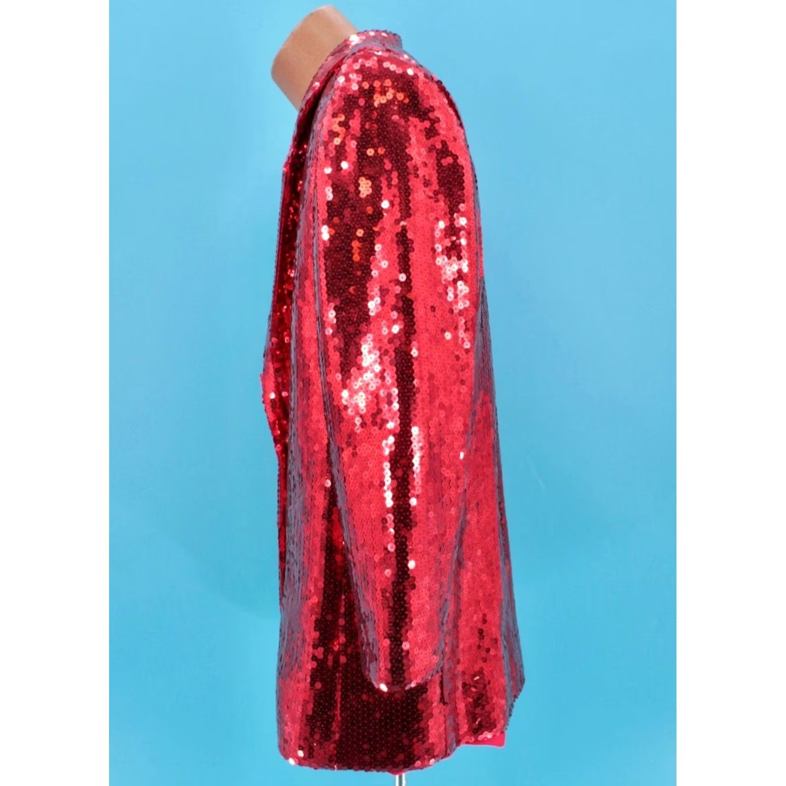 Vintage VINTAGE 70s Sequin Jacket Blazer Red M 1970s Mens City? Size 40R - 2 Thumbnail