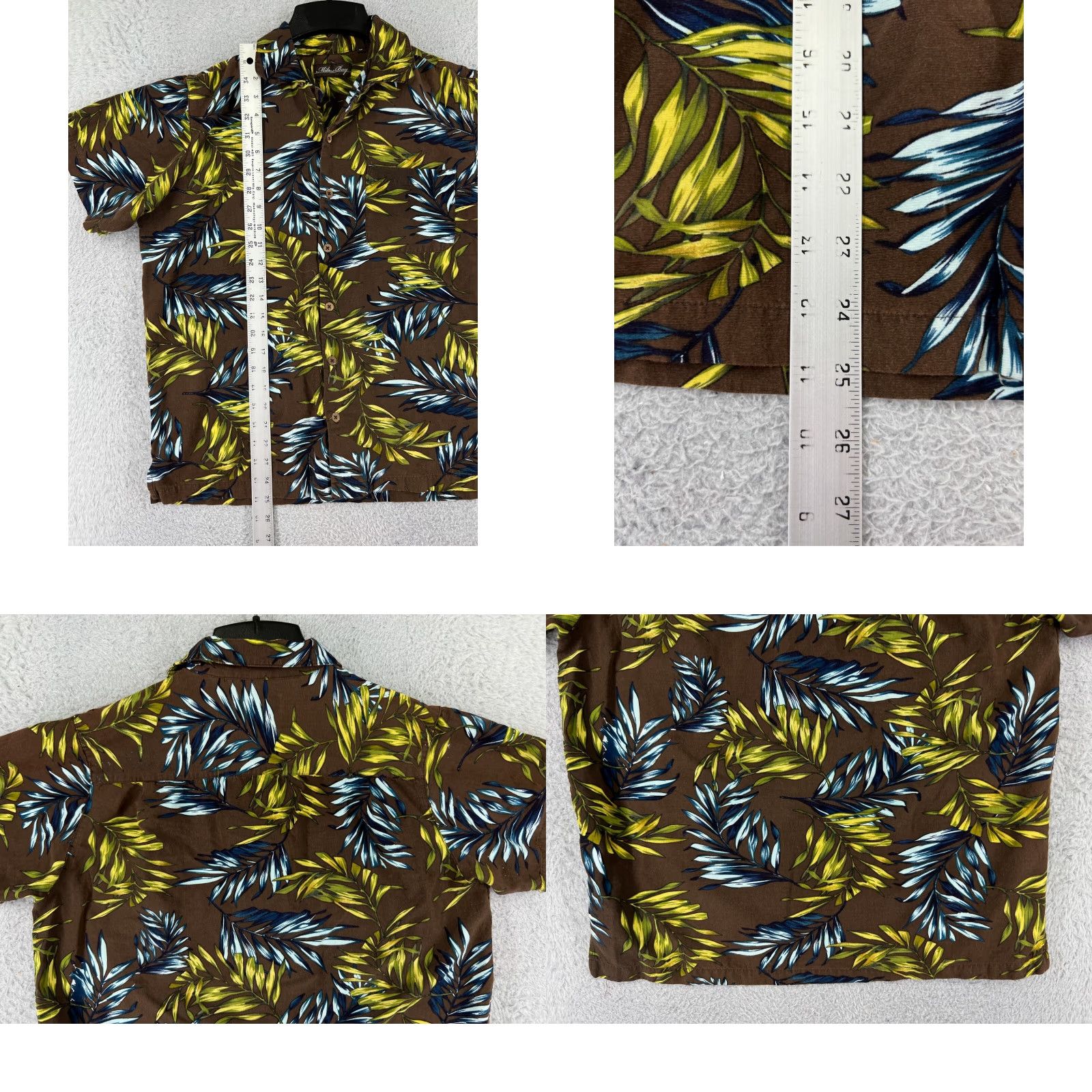 Vintage Milano Bay Shirt Mens Medium Brown Floral Palm Leaf Hawaiian Rayon Blend Size US M / EU 48-50 / 2 - 9 Thumbnail
