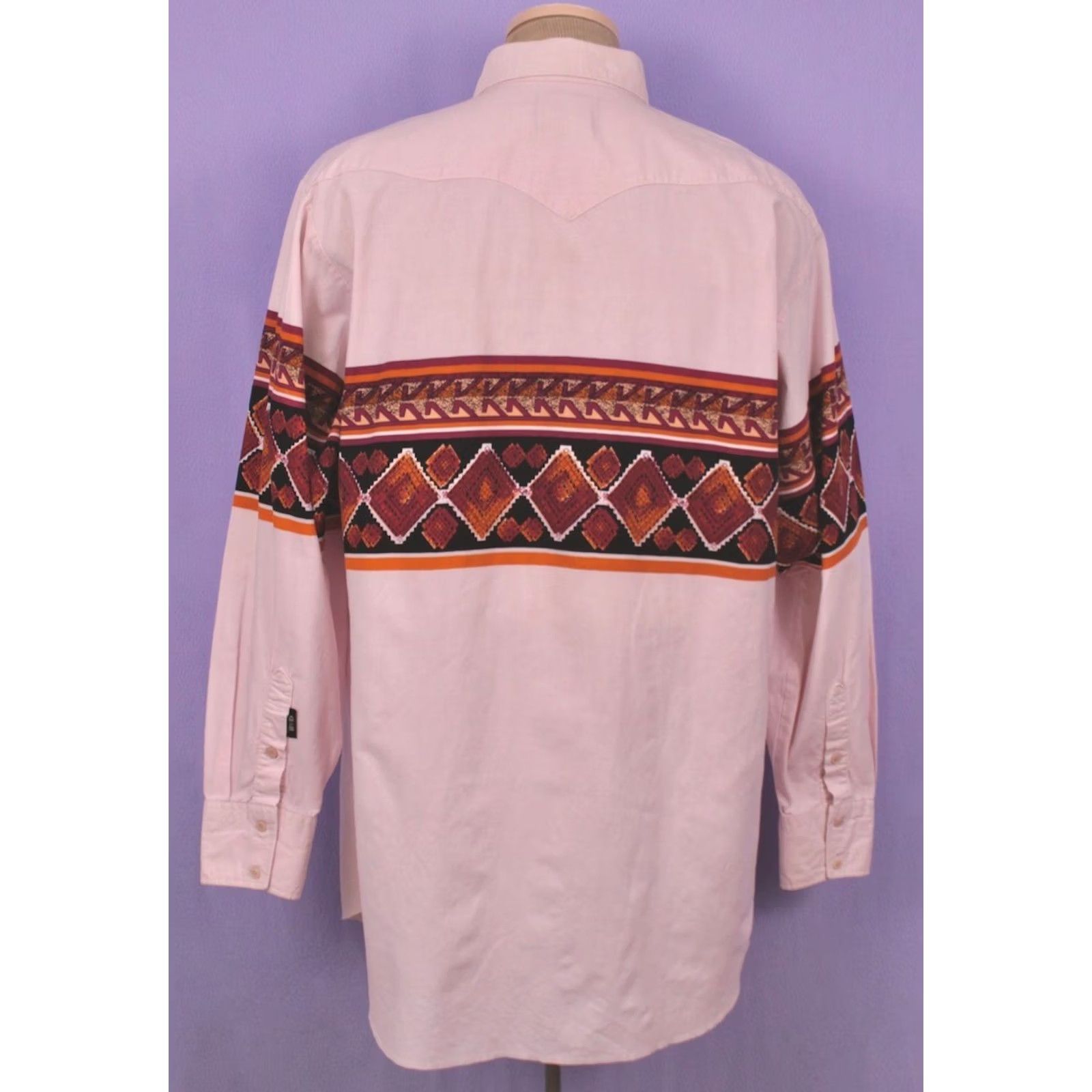 Brooks Brooks & Dunn Western Shirt 90s Shirt XL Pink Orange, Men's VTG 1990s Cotton Long Sleeve, 52 Chest, Regular Size US XL / EU 56 / 4 - 2 Thumbnail