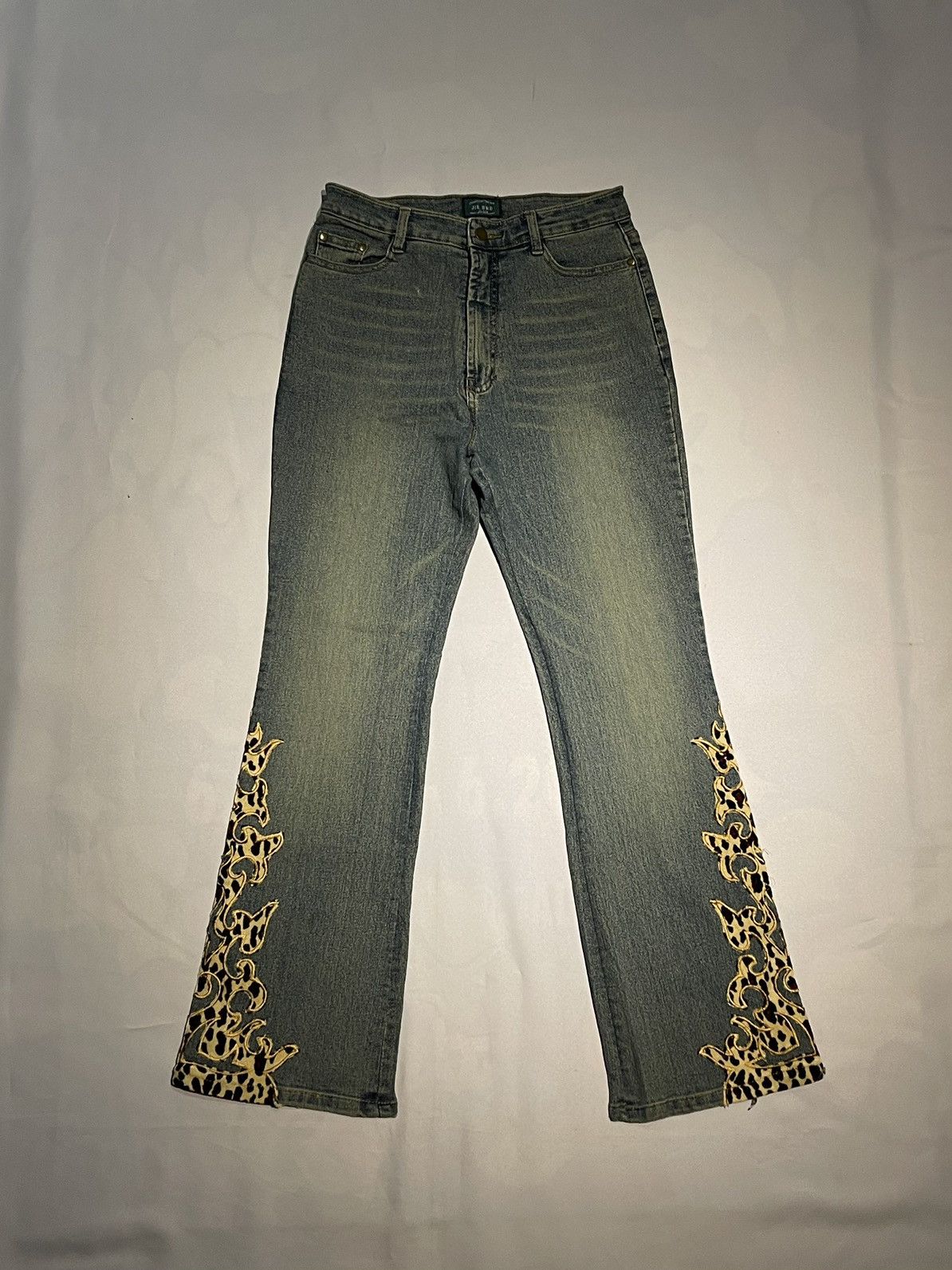 Japanese Brand × Vintage Vintage Denim Leopard Flame Embroidered Distressed Jeans Size 28" / US 6 / IT 42 - 2 Thumbnail