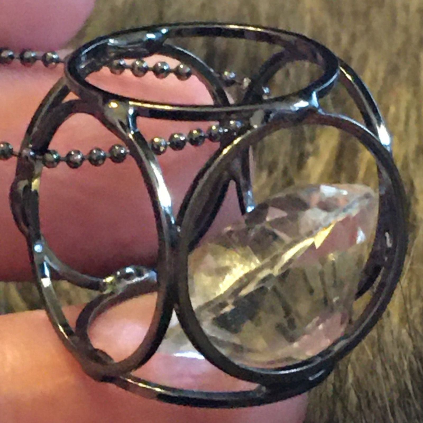 Jewelry Yaumi K caged crystal pendant dark chrome chain Size ONE SIZE - 6 Thumbnail
