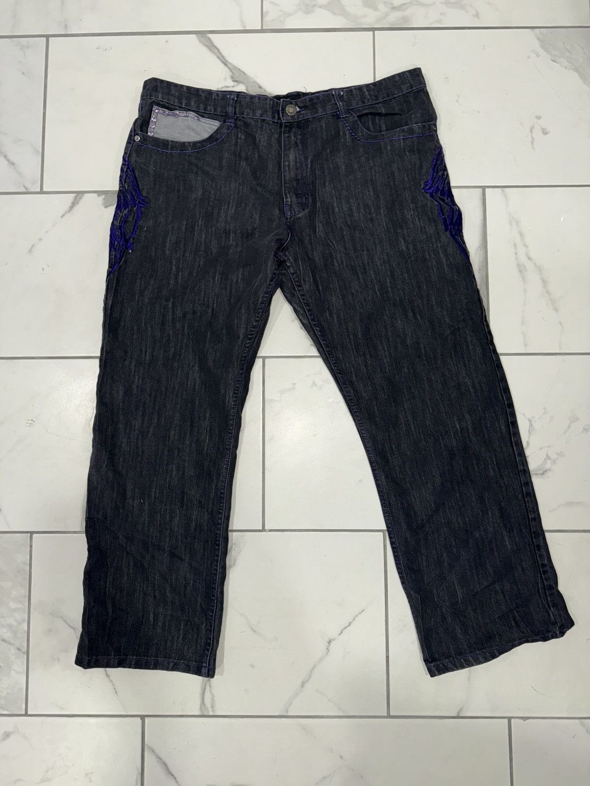 Other Y2K Red Ape Cross Embroidered Baggy Jeans Size US 42 / EU 58 - 2 Thumbnail