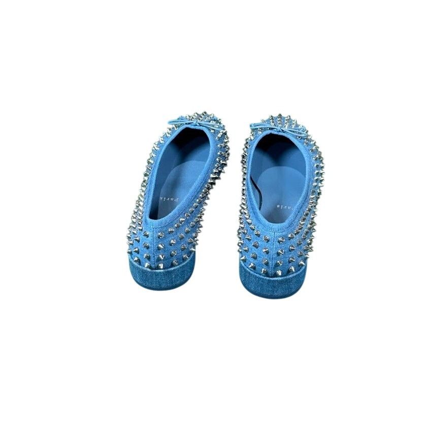 Christian Louboutin Christian Louboutin Sweetie Jane Spikes Denim Flats 40.5 NIB Size US 10.5 / IT 40.5 - 6 Thumbnail