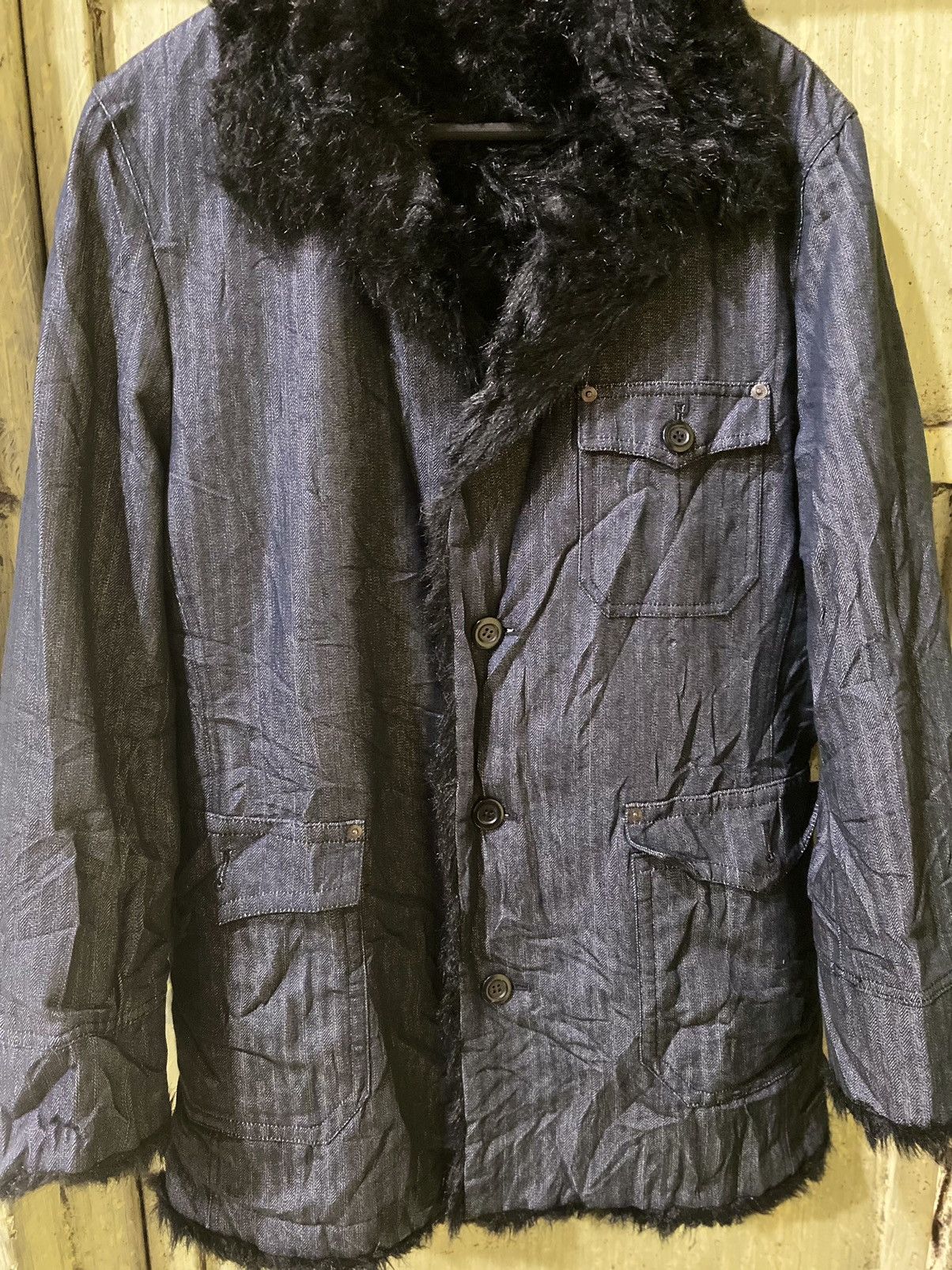 Comme des Garcons × Japanese Brand comme ca ism fur coat denim jaket Size US L / EU 52-54 / 3 - 3 Thumbnail