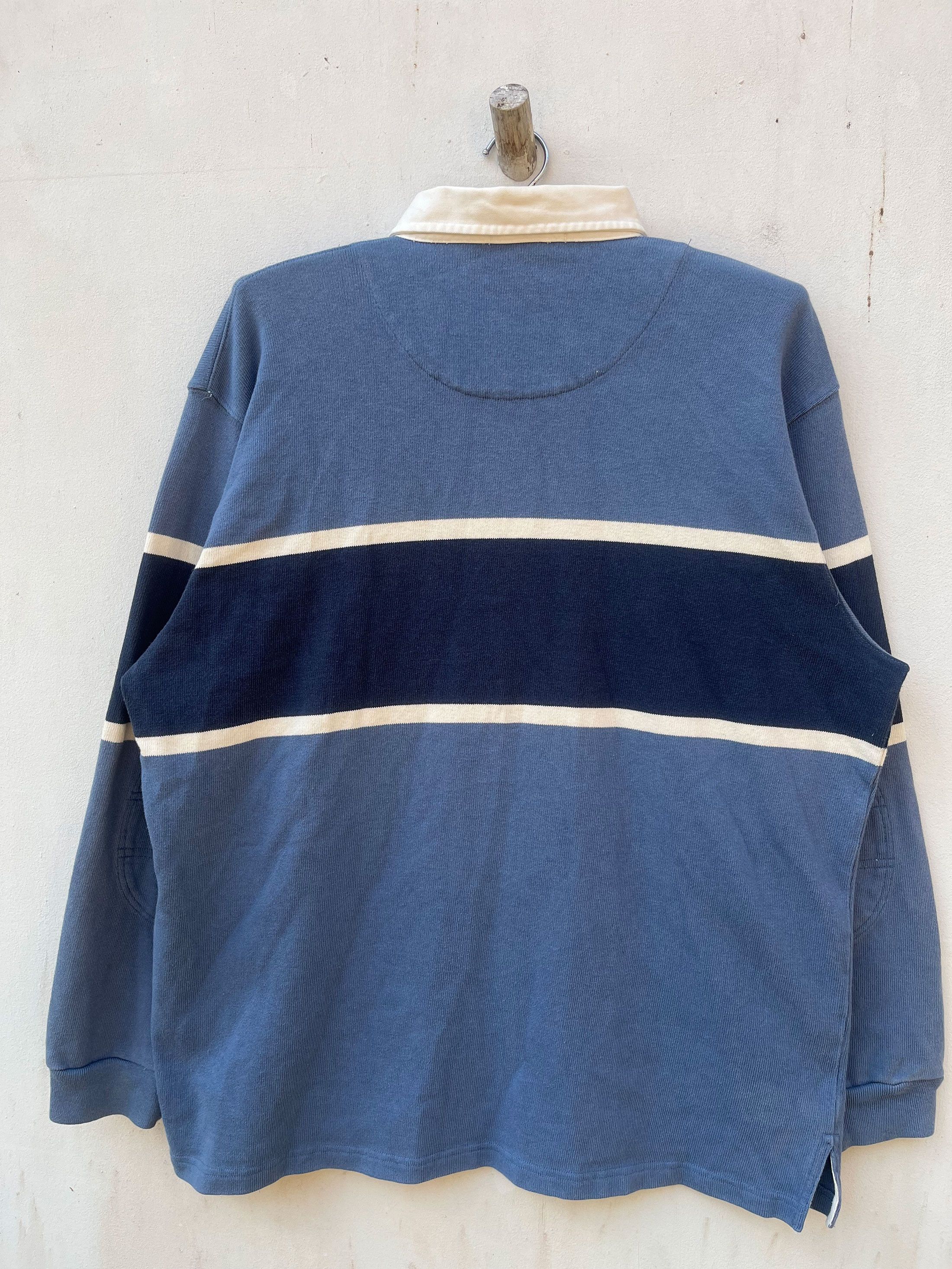 Polo Ralph Lauren Vintage Ralph Lauren Border Striped Rugby Polo 90s Rap Size US XL / EU 56 / 4 - 4 Thumbnail