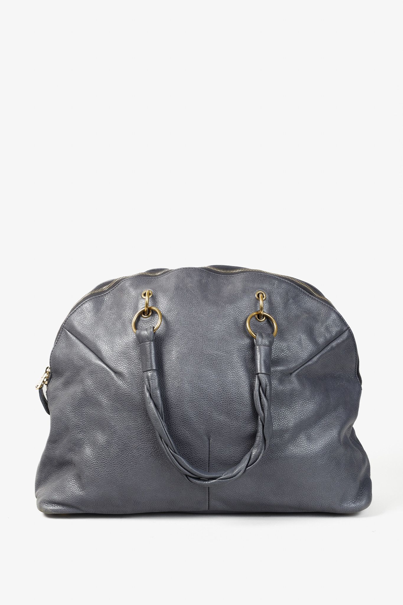 Yves Saint Laurent Yves Saint Laurent Grey Pebbled-Leather Braided-Strap Tote Size ONE SIZE - 1 Thumbnail