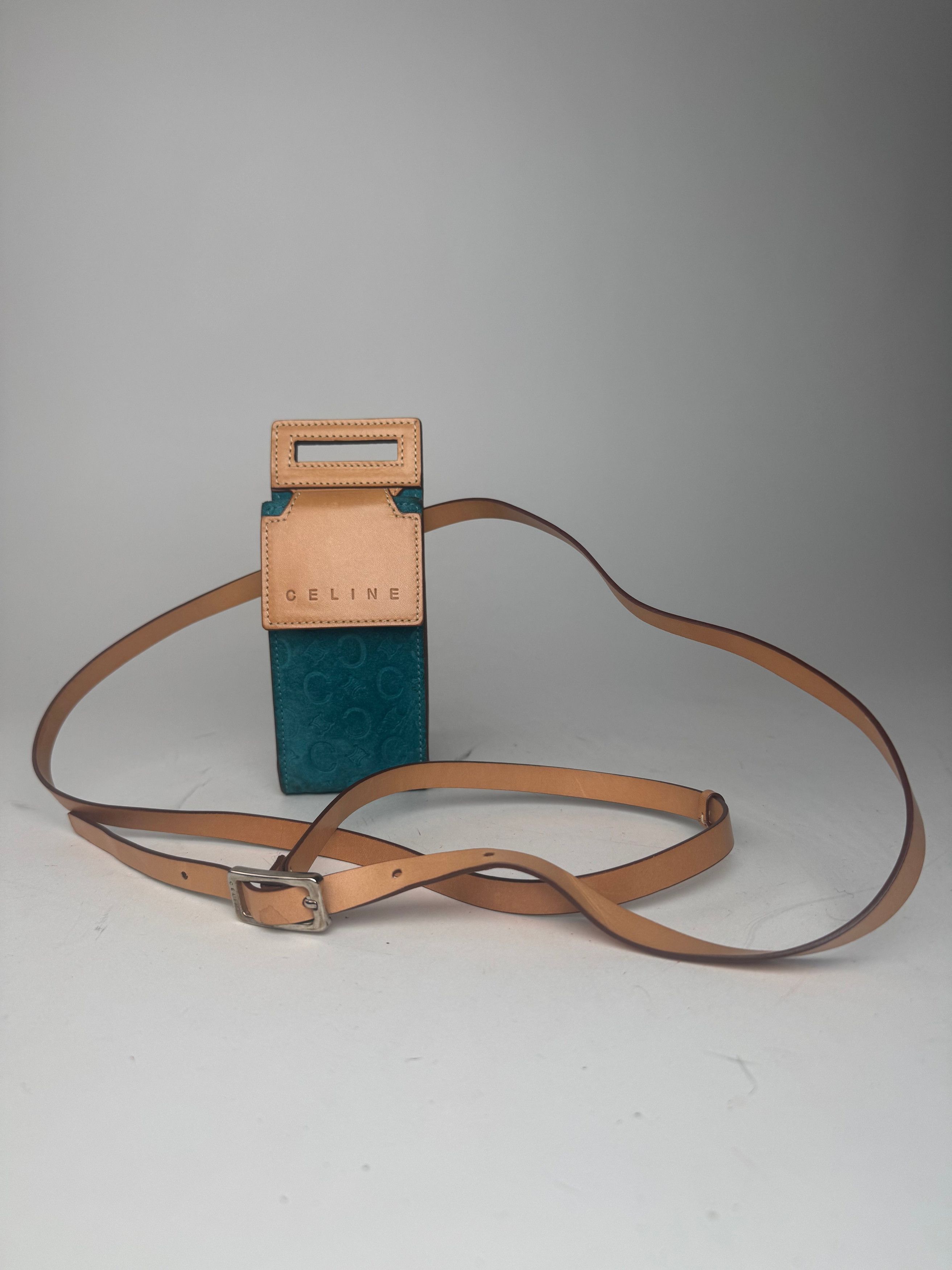Celine Vintage Velour Leather Crossbody Bag Blue Brown Size ONE SIZE - 1 Thumbnail