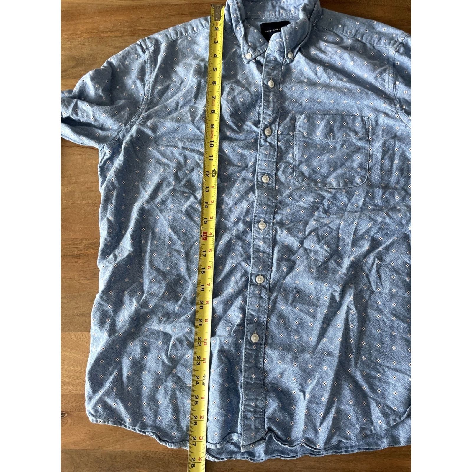 American Eagle Outfitters American Eagle Outfitters Shirt Mens L Blue All Over Cross Print Button Down 100% Cotton Size US L / EU 52-54 / 3 - 5 Thumbnail