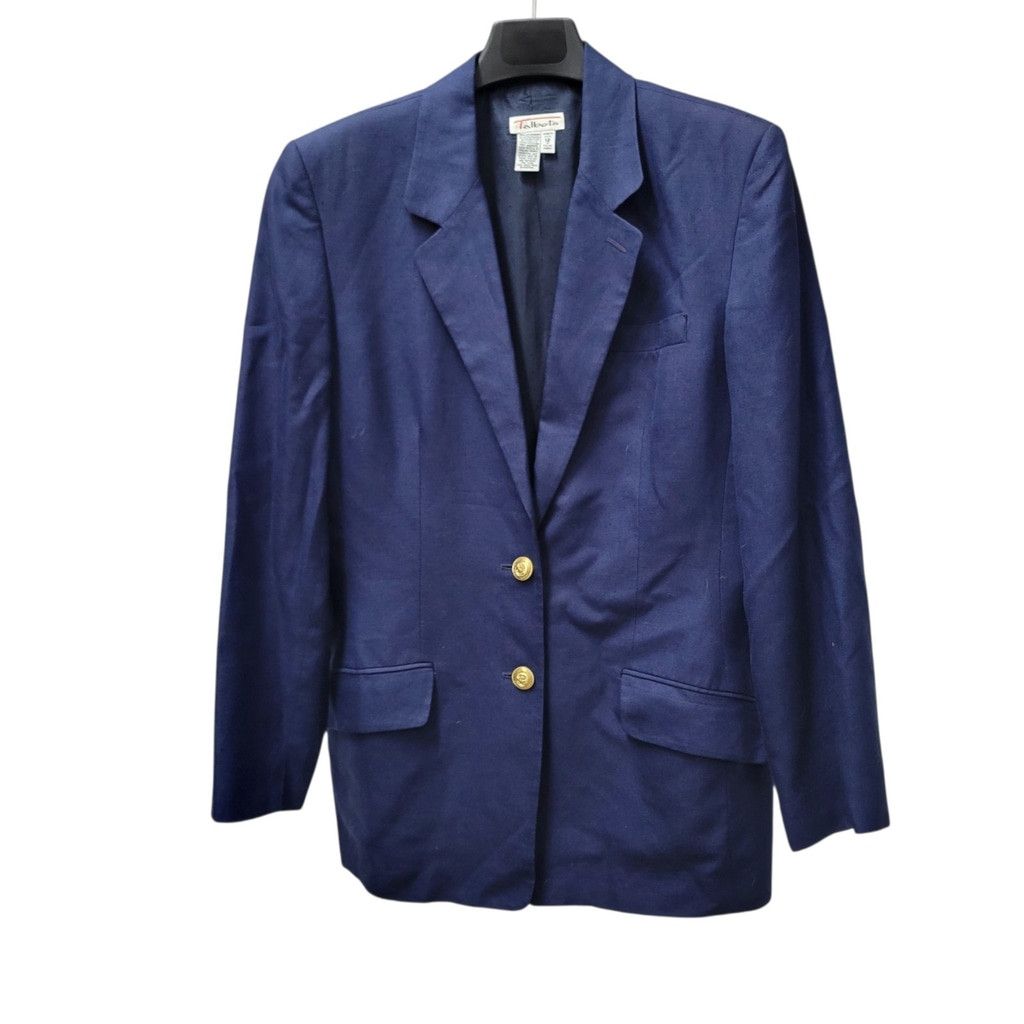 Talbots Talbots Italian Fabric 2-Button Navy Viscose Linen Blend Bla Size XL / US 12-14 / IT 48-50 - 3 Thumbnail