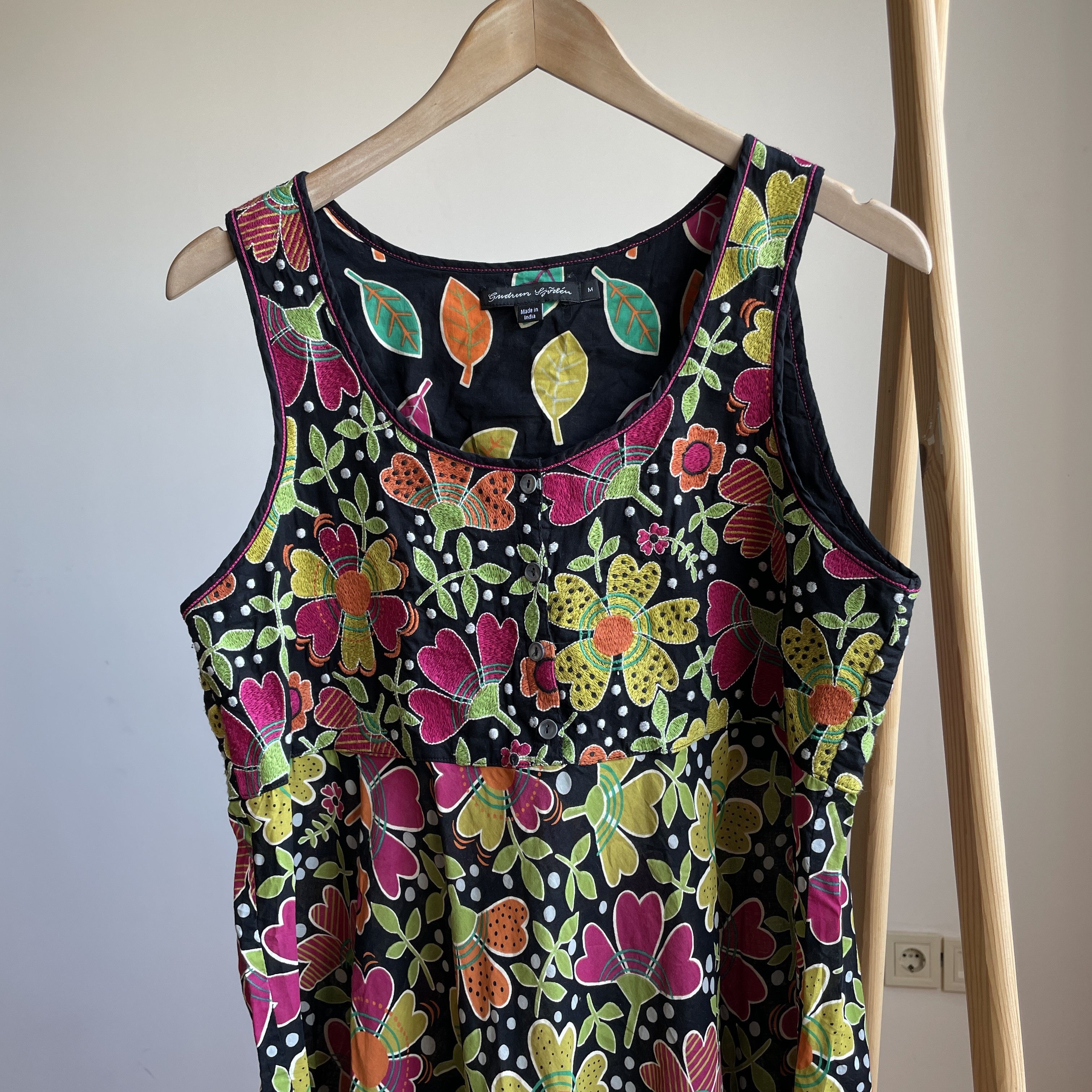 Gudrun Sjoden Gudrun Sjoden Floral Cotton Flared Midi Tank Dress Size M / US 6-8 / IT 42-44 - 4 Thumbnail