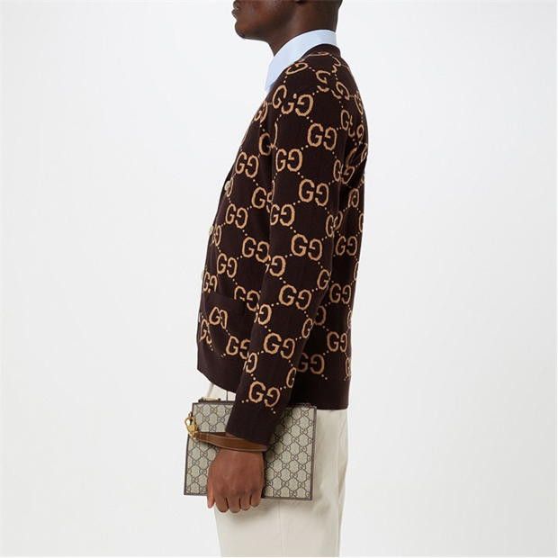 Gucci Monogram Jacquard Cardigan Size US L / EU 52-54 / 3 - 2 Thumbnail