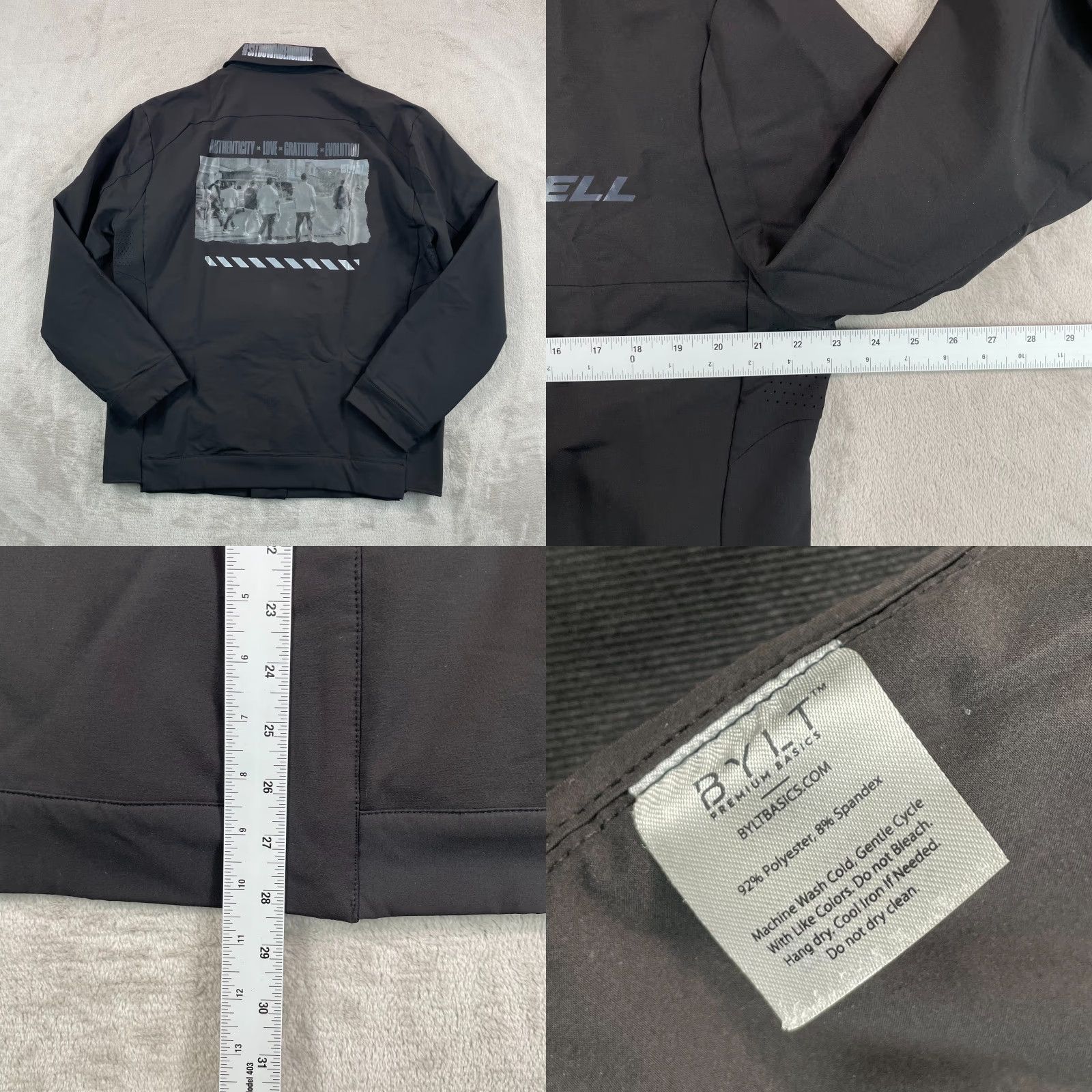Vintage BYLT District Jacket Men Large Black Polyester Softshell Snap Collared Lightweight Pockets Full Zip Windbreaker Regular Fit Size US L / EU 52-54 / 3 - 8 Thumbnail