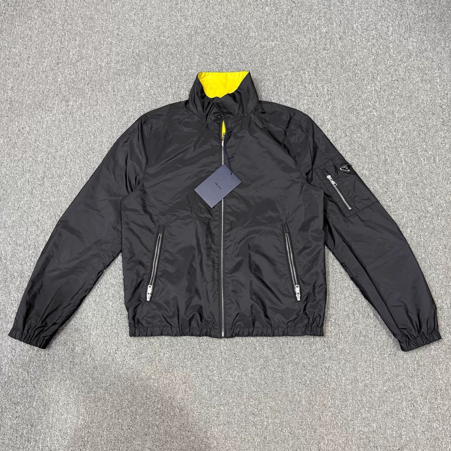 Prada Prada black yellow nylon 2-sided triangle logo jacket 50 Size US M / EU 48-50 / 2 - 1 Thumbnail