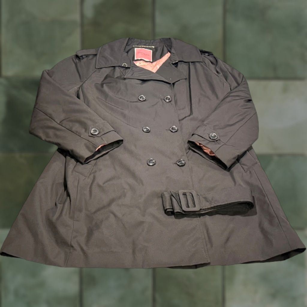 Vintage Kate Spade New York Double-Breasted Belted Trench Coat Pink Quilted Lining XL Belted Trench Coat New York Kate Spade XL Black Size XL / US 12-14 / IT 48-50 - 1 Thumbnail