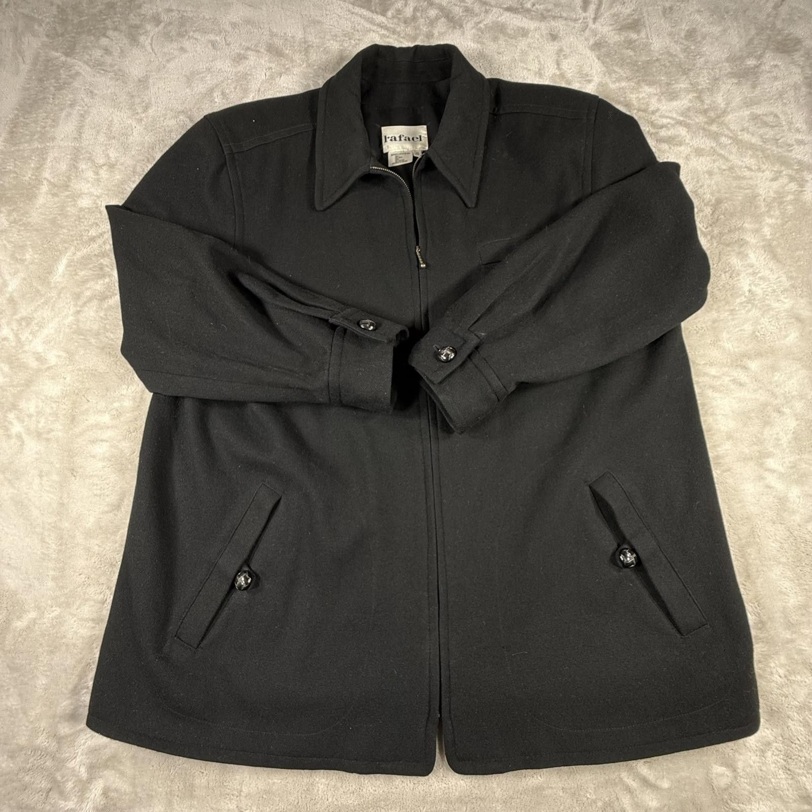 Other Rafael Jacket Women's 16 Black 100% Wool Full Zip Size US L / EU 52-54 / 3 - 2 Thumbnail