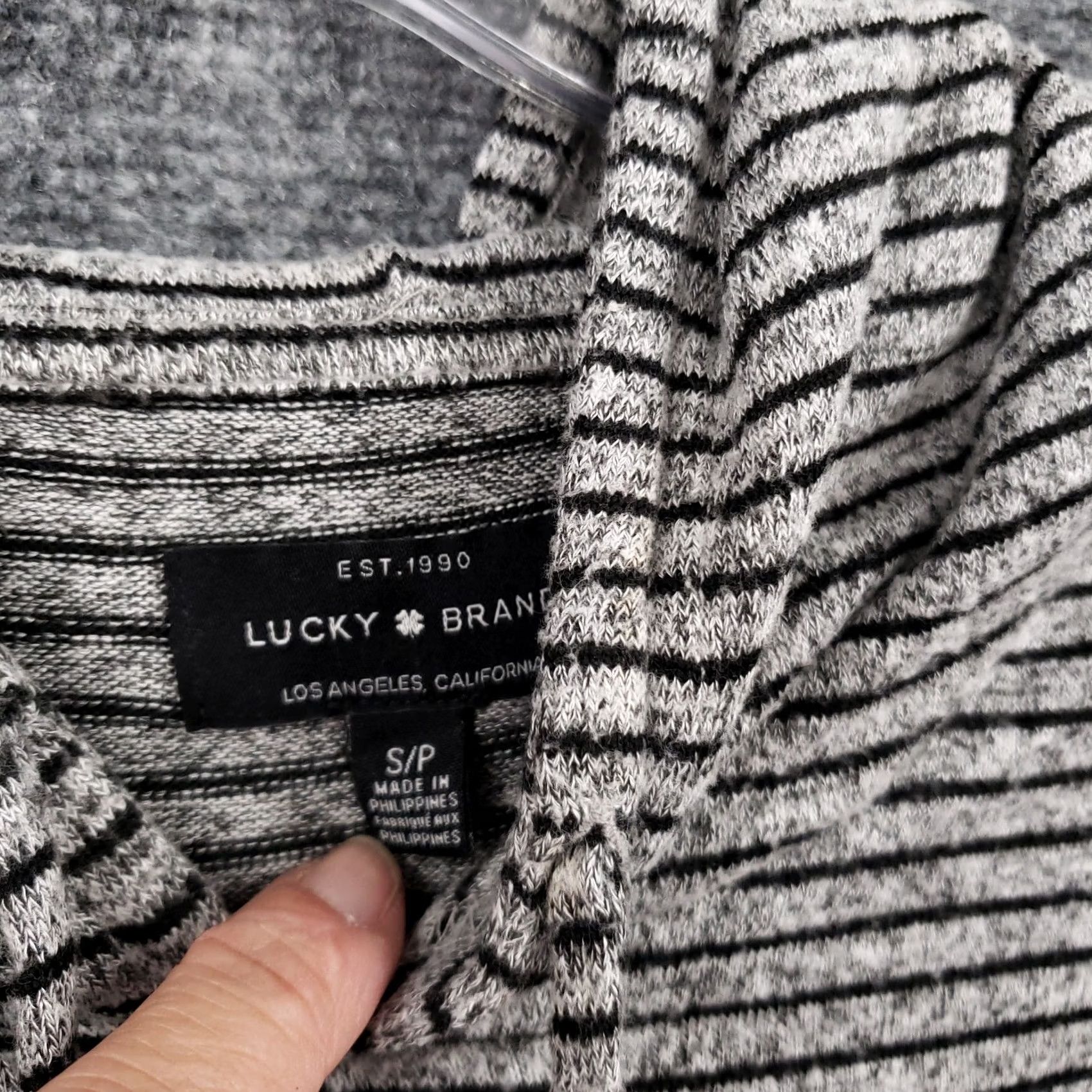 Lucky Brand Lucky Brand Hoodie S Small Gray Black Striped Pullover Oversized Womens Size S / US 4 / IT 40 - 6 Thumbnail