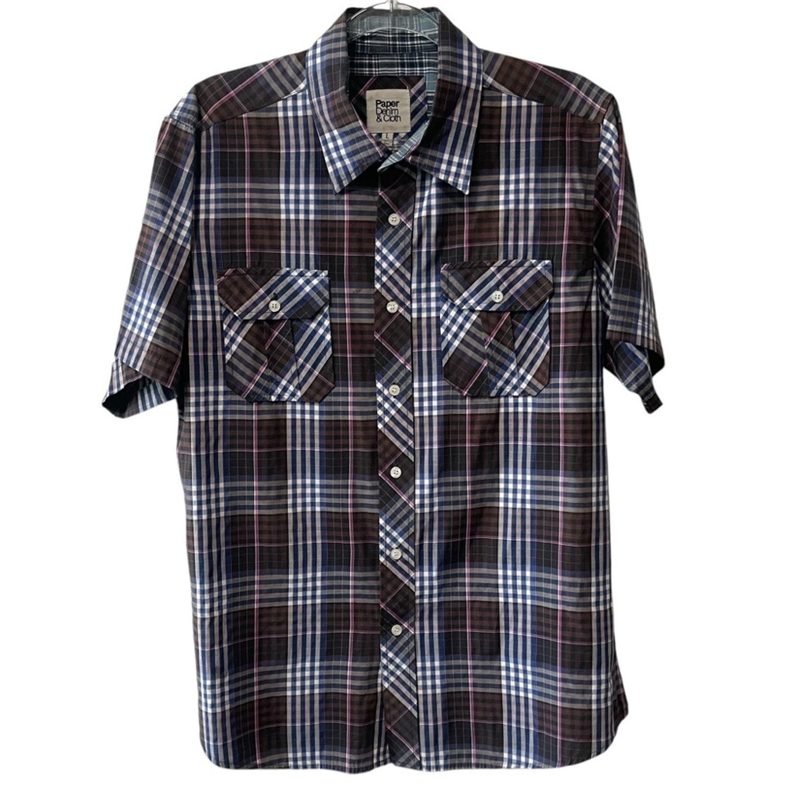 Paper Denim & Cloth Paper Denim & Cloth Plaid Collared Button Shirt Blue Multi L Size US L / EU 52-54 / 3 - 7 Thumbnail