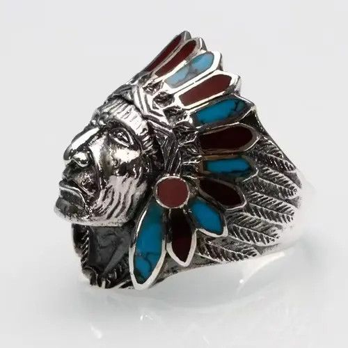 Japanese Brand Men's Finger Ring Indian Chief Anillos Indian Jewelry Size ONE SIZE - 4 Thumbnail