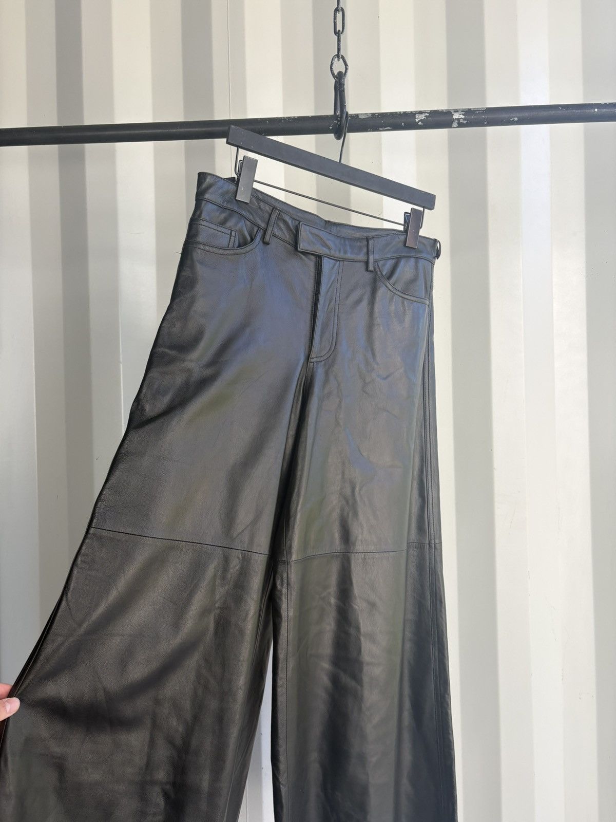 Jean Paul Gaultier Wide Leg Flare Leather Pants Size US 32 / EU 48 - 2 Thumbnail