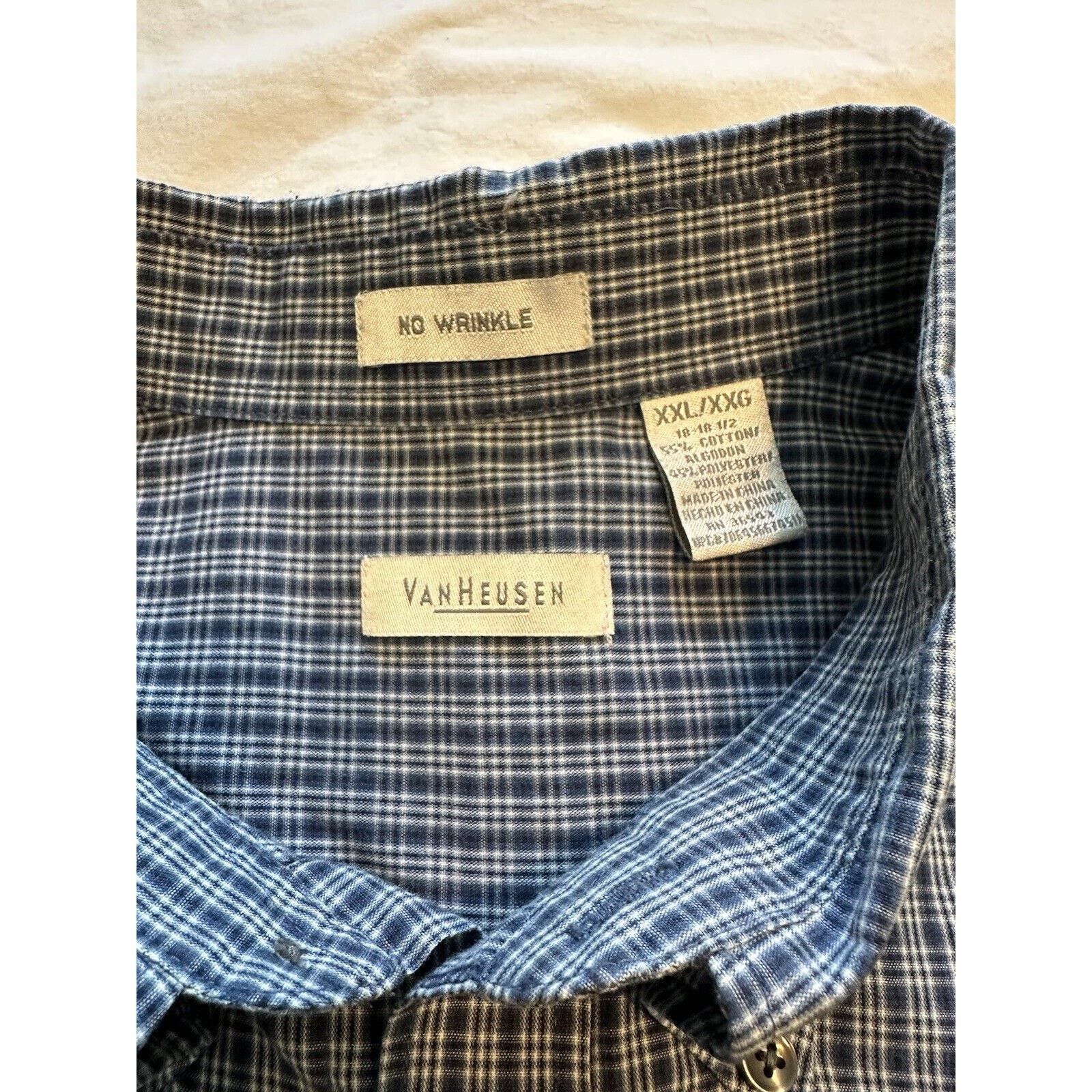 Van Heusen Van Heusen Button Shirt NoWrinkle Blue/Black/White Check XXL Size US XXL / EU 58 / 5 - 3 Thumbnail