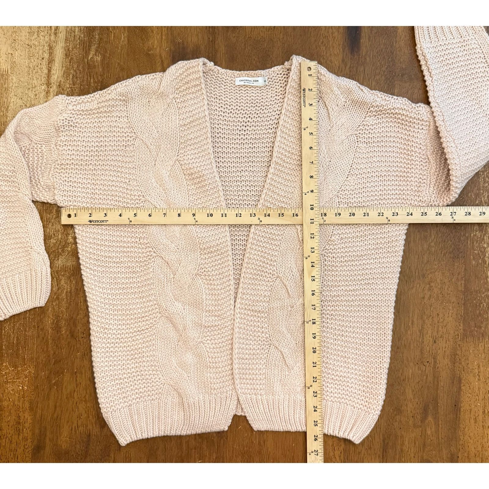 Other EUC Chic Soul Pale Pink Chunky Knit Cardigan Size XL Size XL / US 12-14 / IT 48-50 - 4 Thumbnail